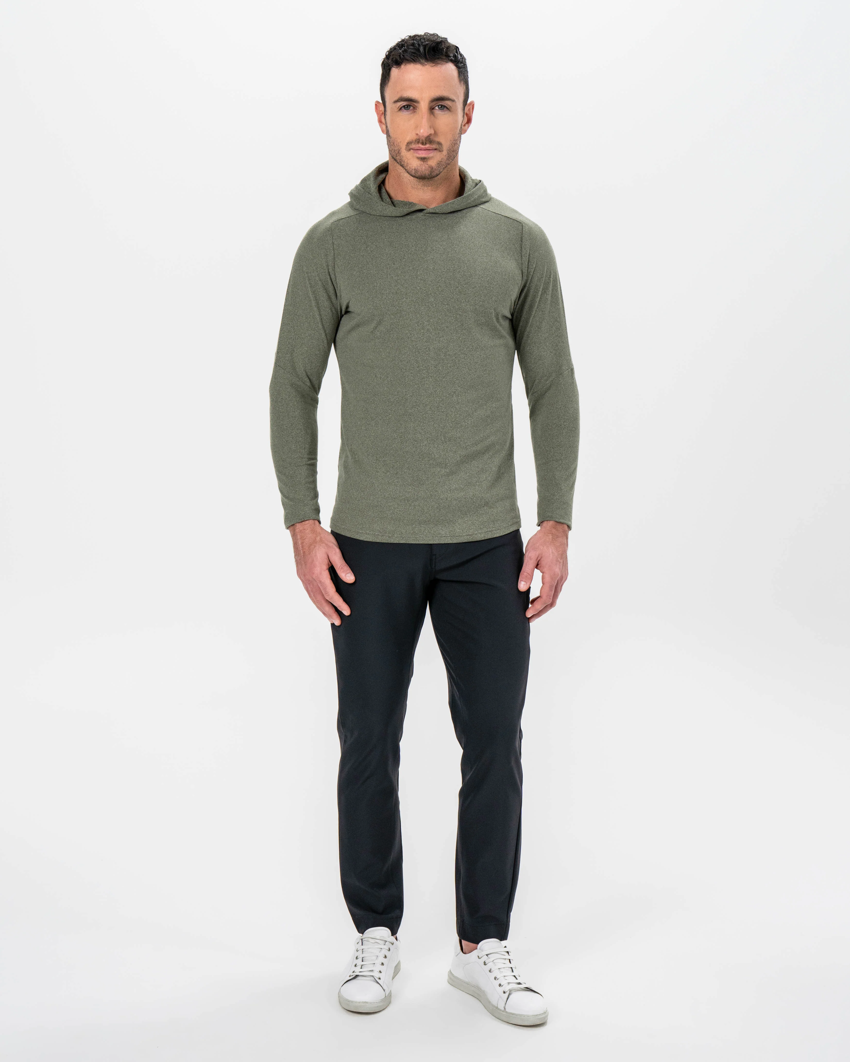 Brushed Hoodie - Heathered Olive - Image 3