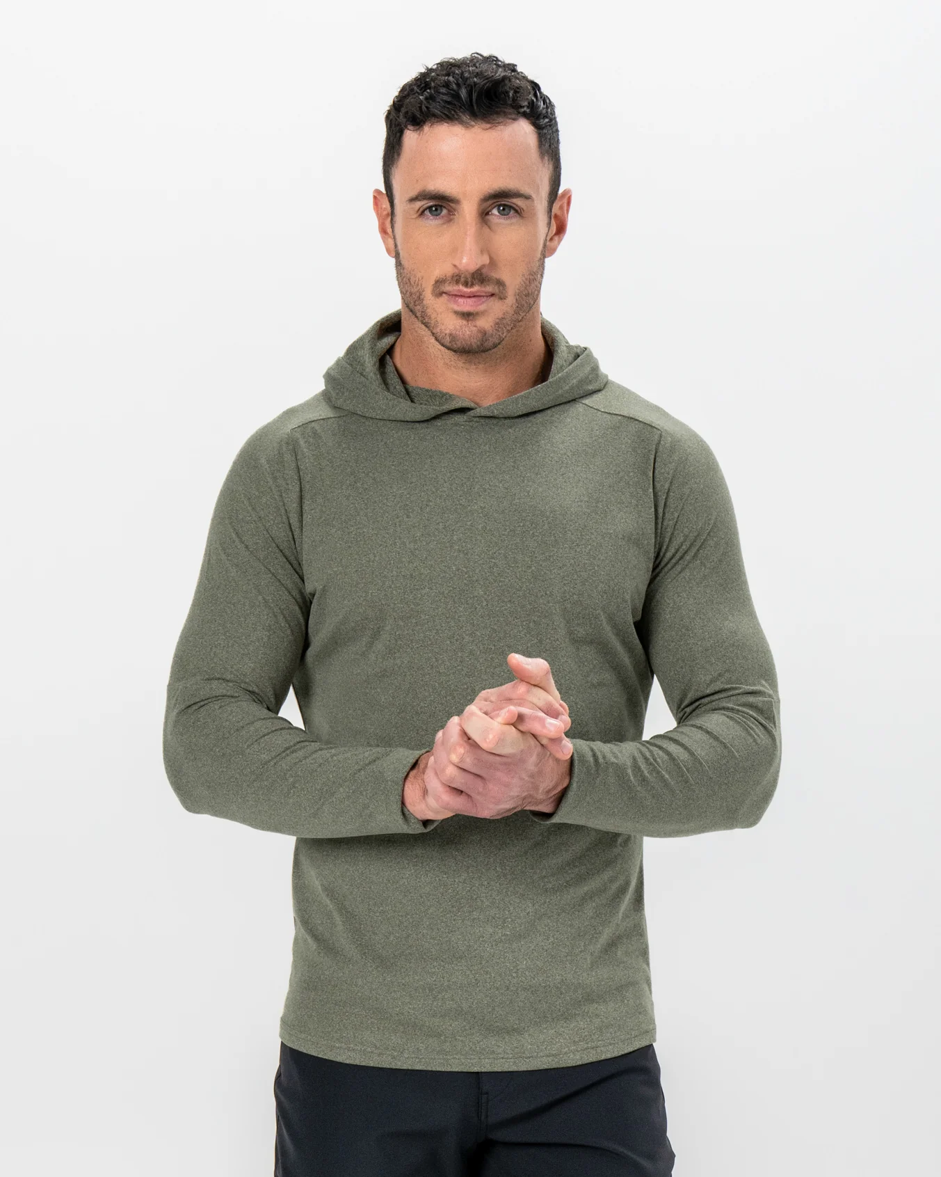 Brushed Hoodie - Heathered Olive - Image 5