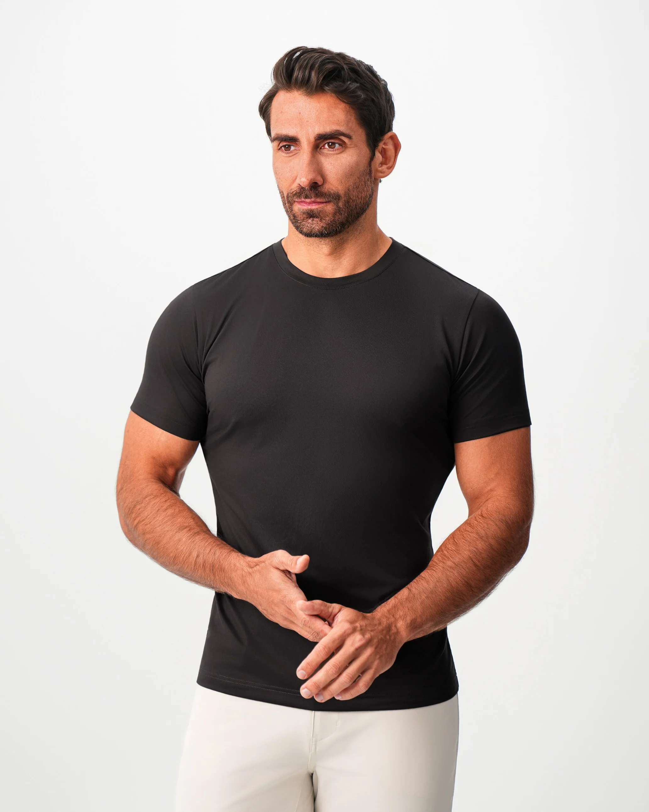 Brushed Mid-Weight Short Sleeve Crewneck - Black - Image 5