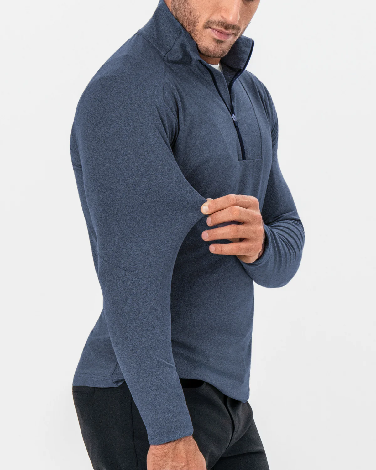 Brushed Quarter Zip - Heathered Navy - Image 2
