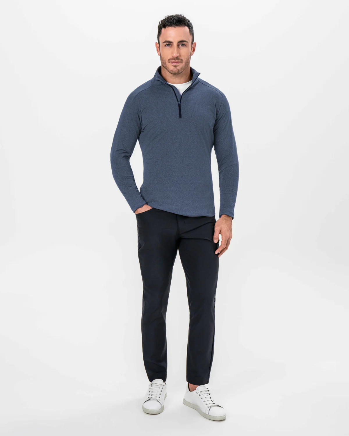 Brushed Quarter Zip - Heathered Navy - Image 3