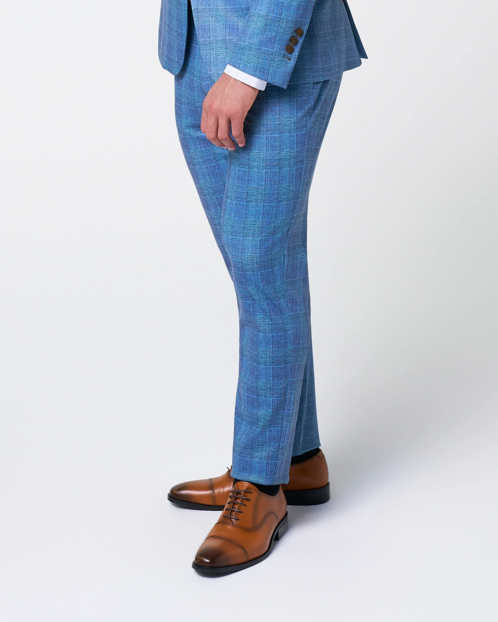 Brushed Tech Suit Pant - Electric Blue Plaid - Image 3