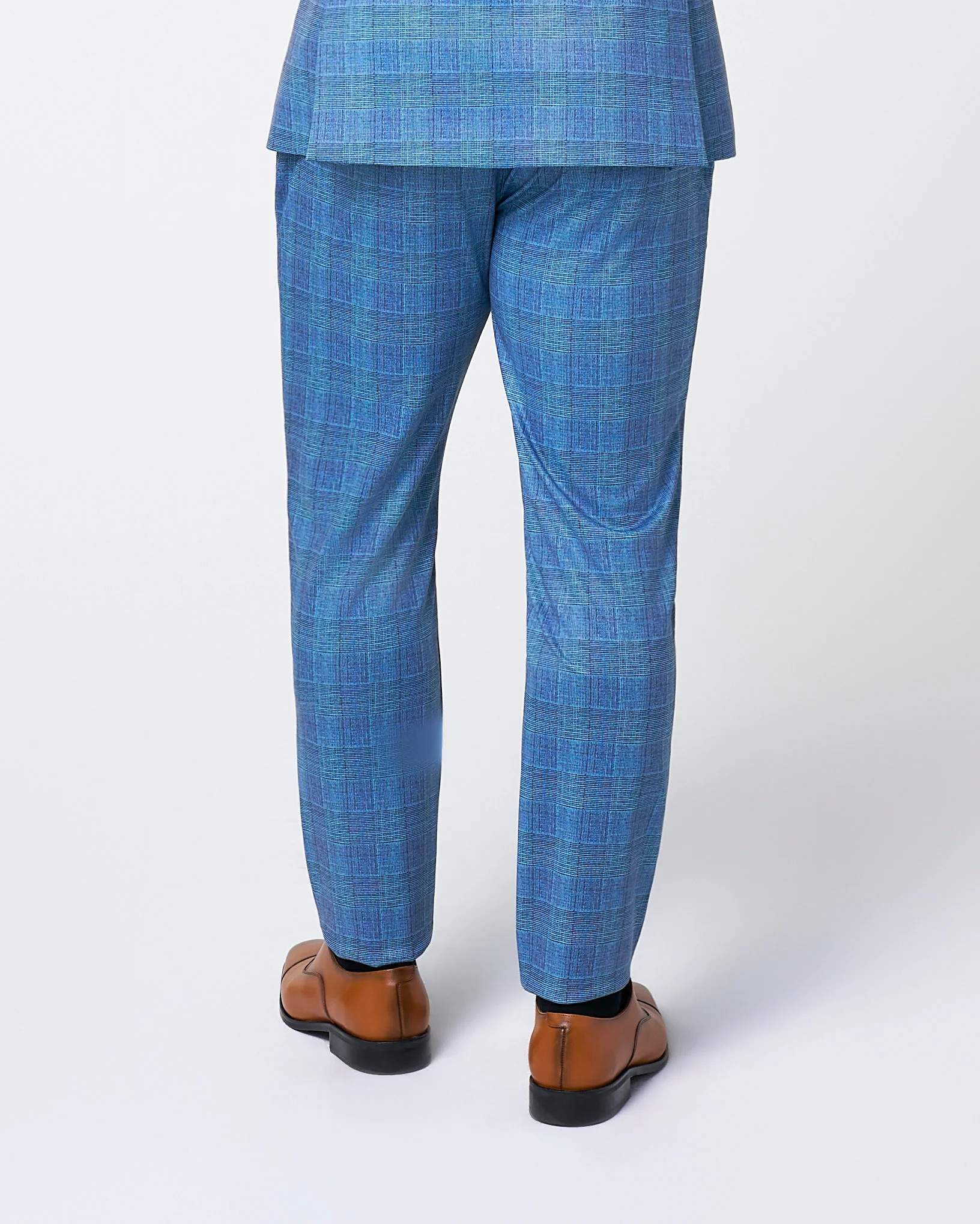 Brushed Tech Suit Pant - Electric Blue Plaid - Image 5