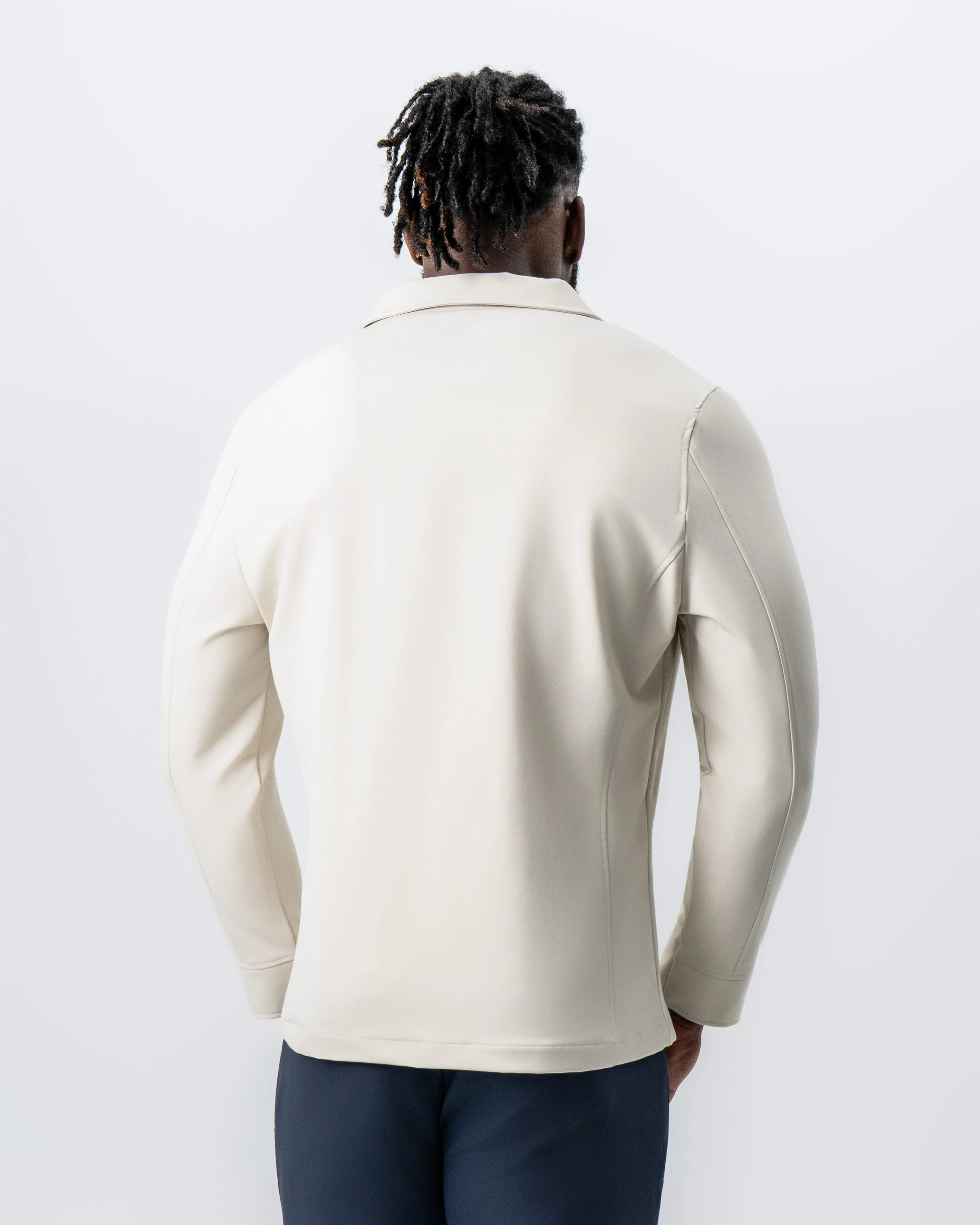 Collared Zip Jacket - Light Khaki - Image 3