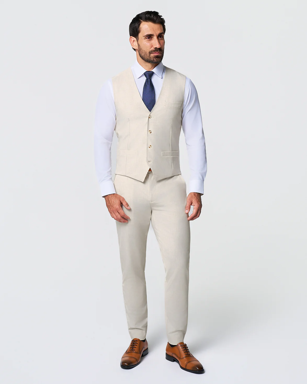 Athletic Fit Stretch Suit Vest - Lightweight Heathered Bamboo - Image 2