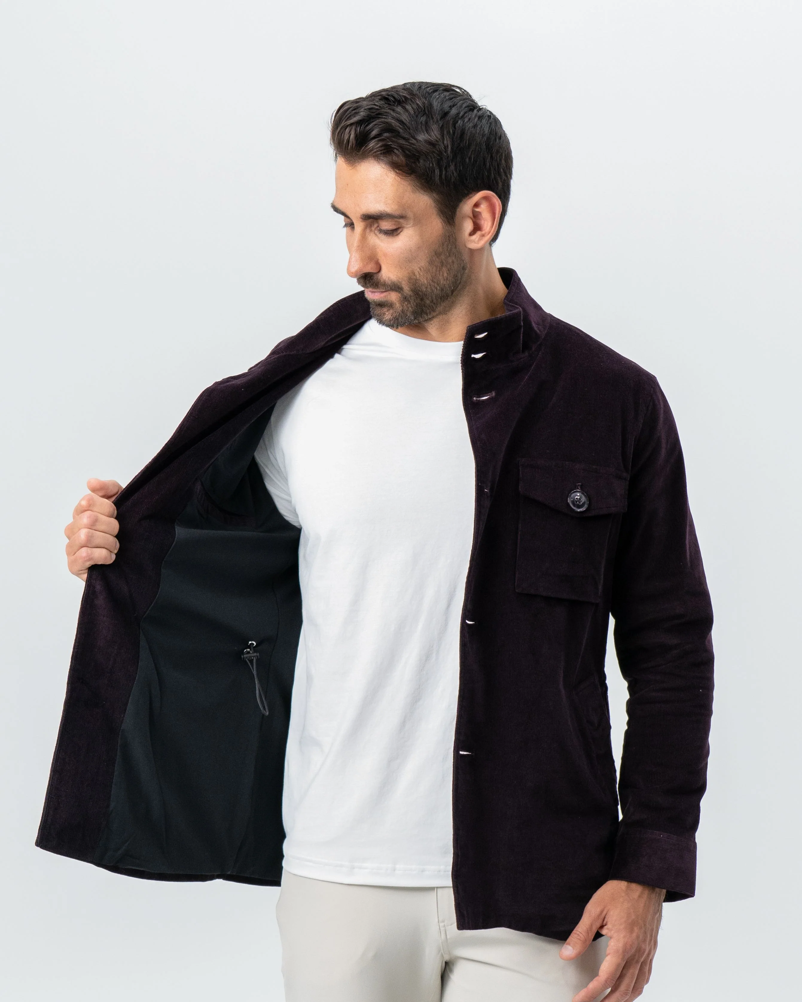 Corduroy Field Jacket - Dark Burgundy - Image 2