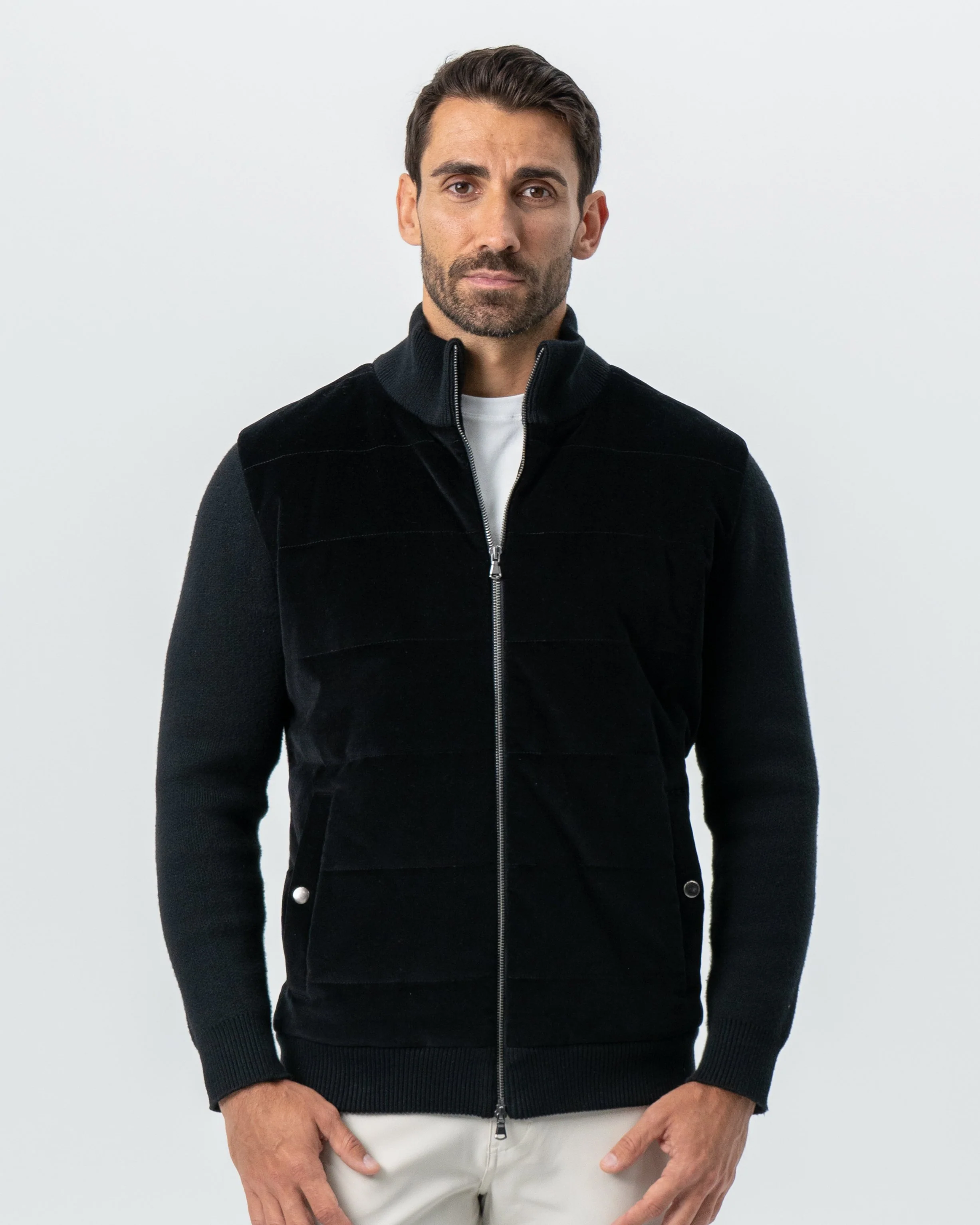 Corduroy Knit Zip Jacket - Black - Image 5