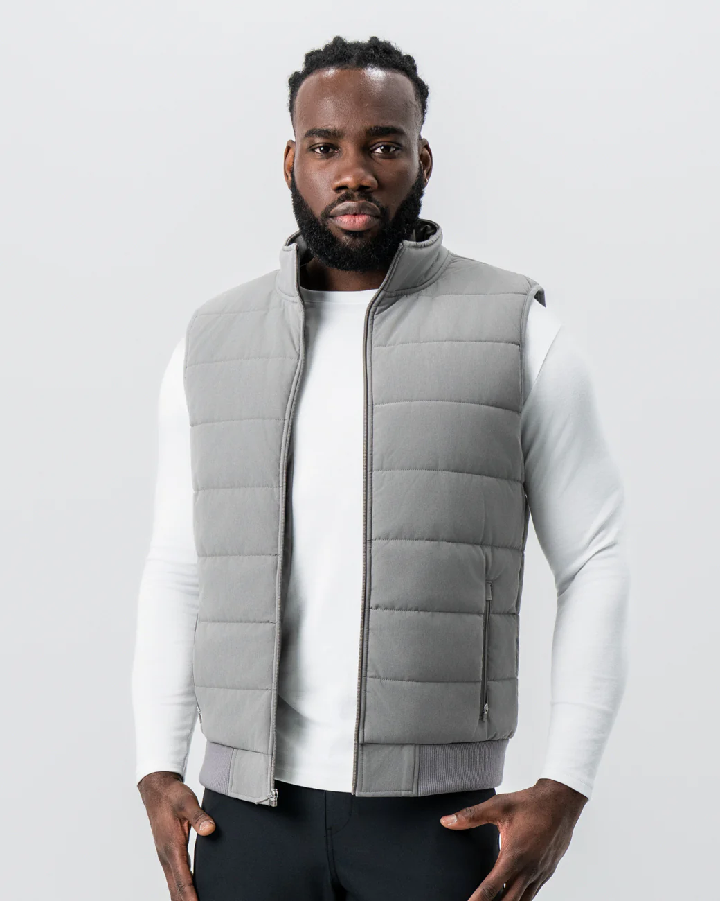 Down Vest - Light Grey - Image 2