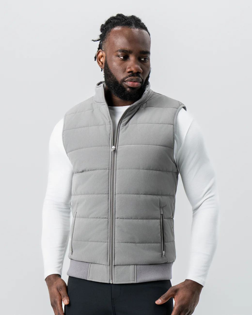 Down Vest - Light Grey - Image 4