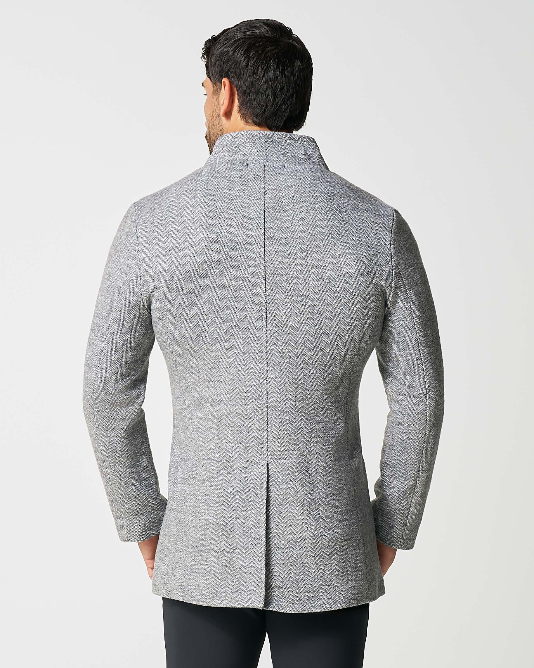 Open Button Overcoat - Grey Herringbone - Image 3
