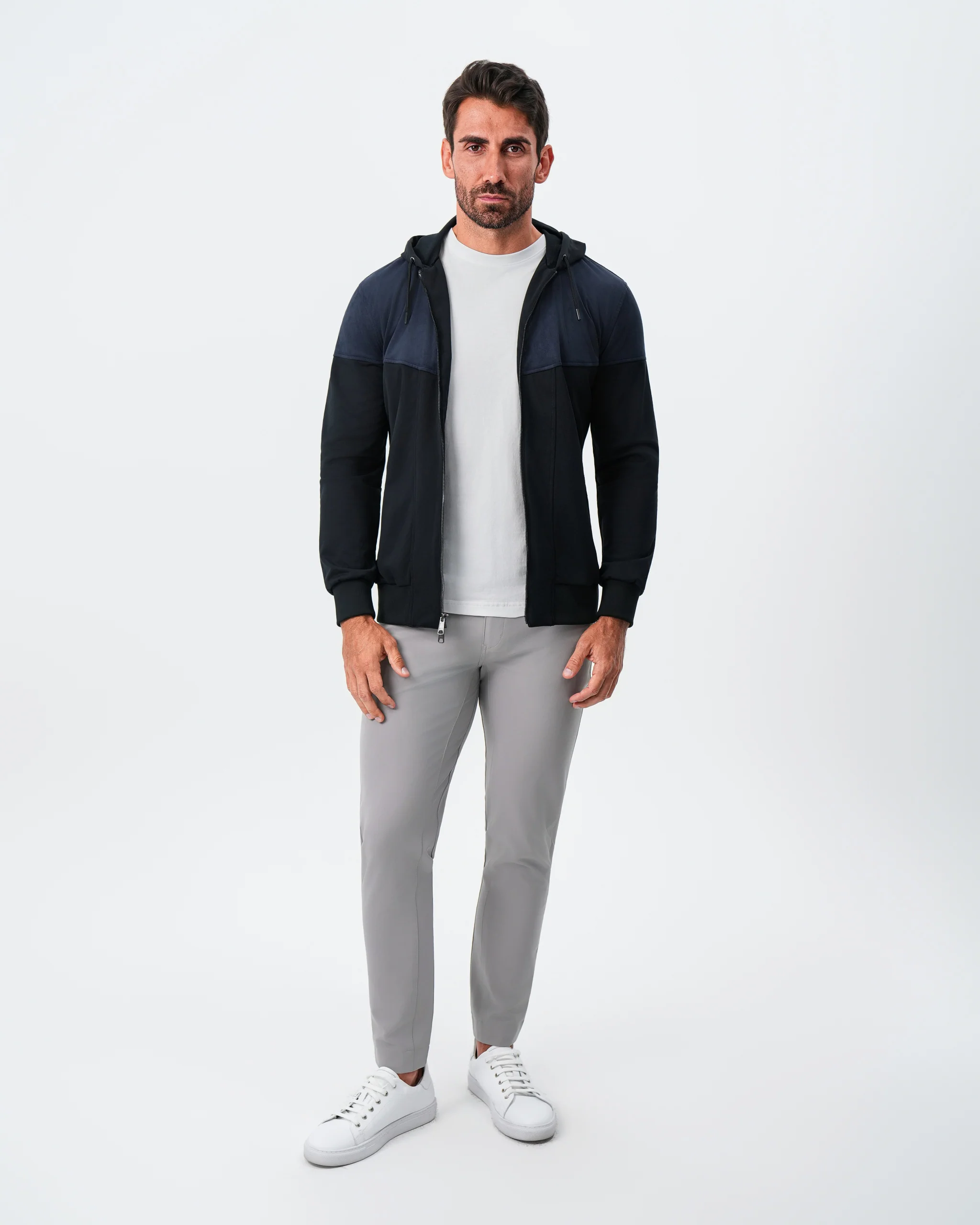 Hooded Hybrid Suede Jacket - Black - Image 6