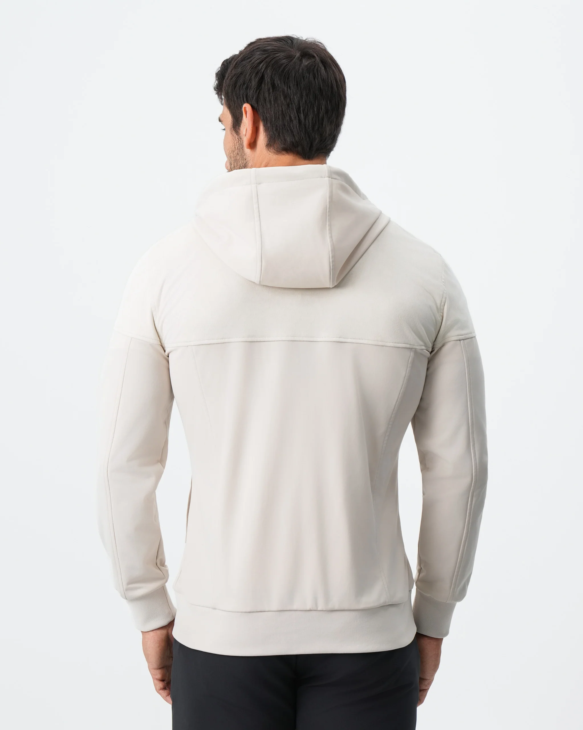 Hooded Hybrid Suede Jacket - Cream - Image 4