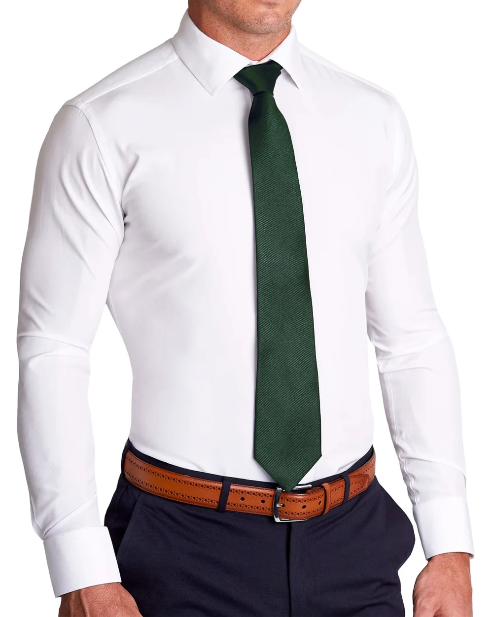 Hunter Green Woven Silk Tie - Image 4