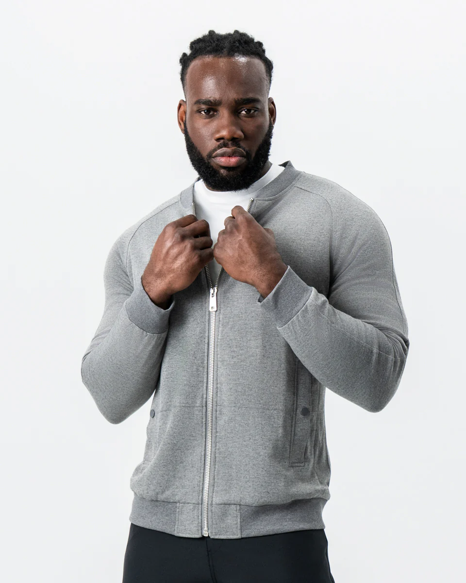 Knit Stretch Bomber - Grey - Image 3