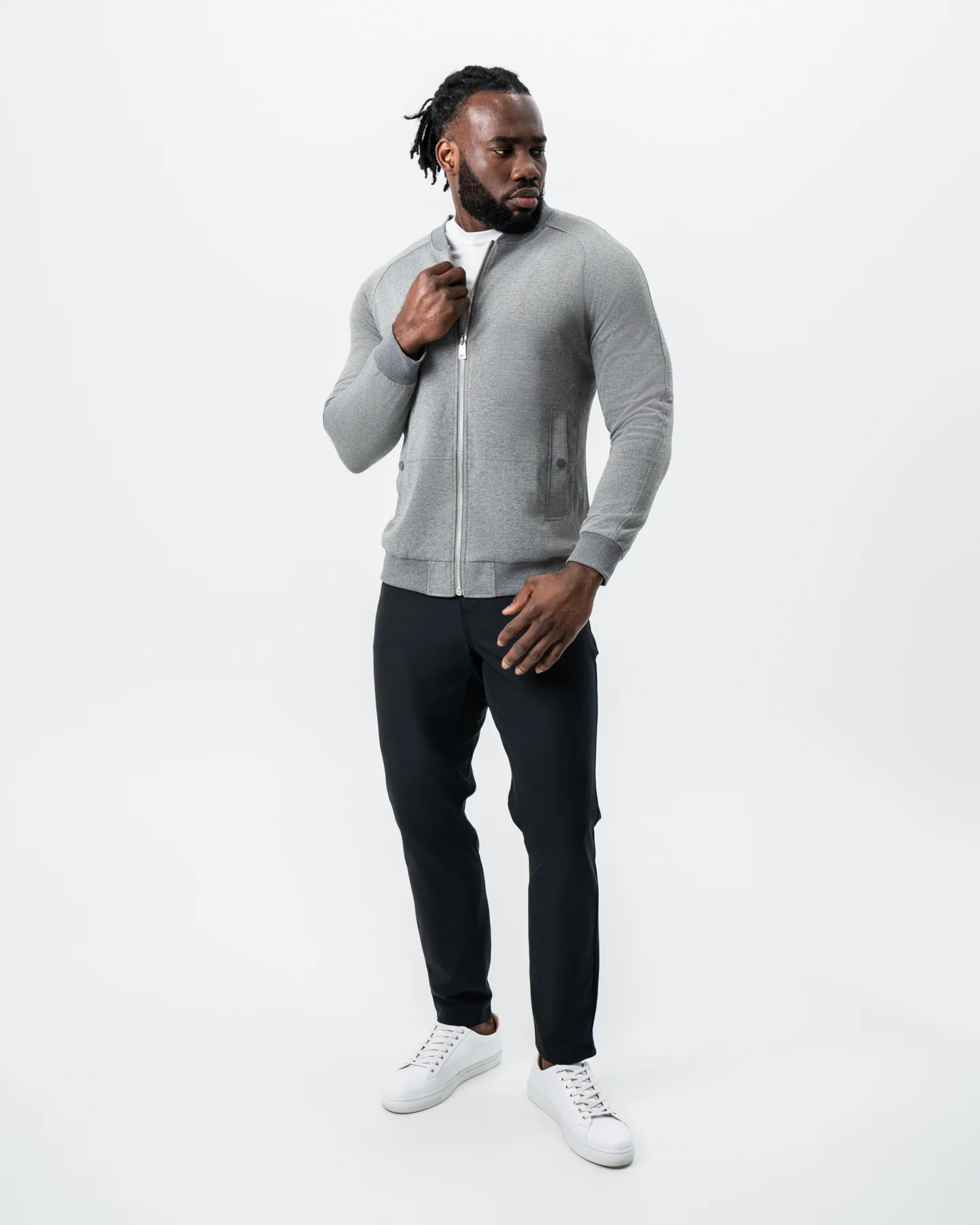 Knit Stretch Bomber - Grey - Image 4