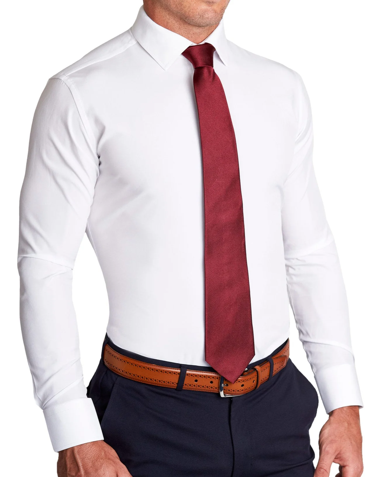 Maroon Woven Silk Tie - Image 3