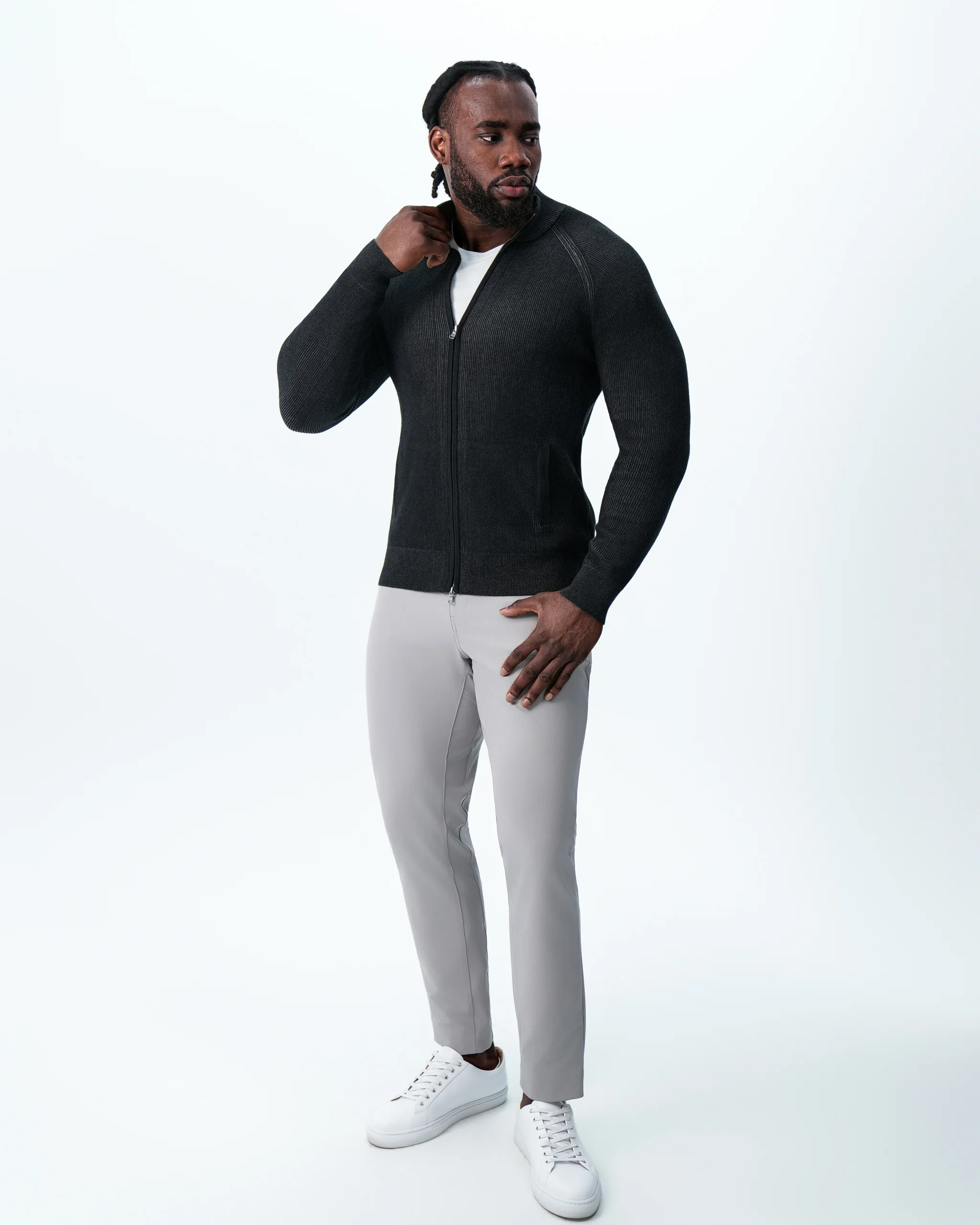 Mid-Weight Sweater Bomber - Black - Image 5