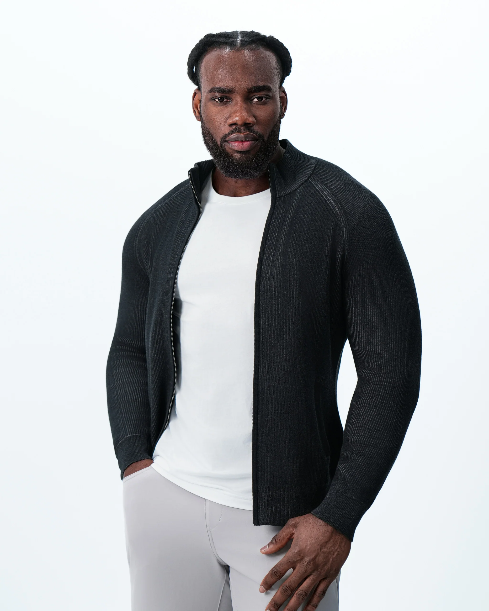 Mid-Weight Sweater Bomber - Black - Image 7