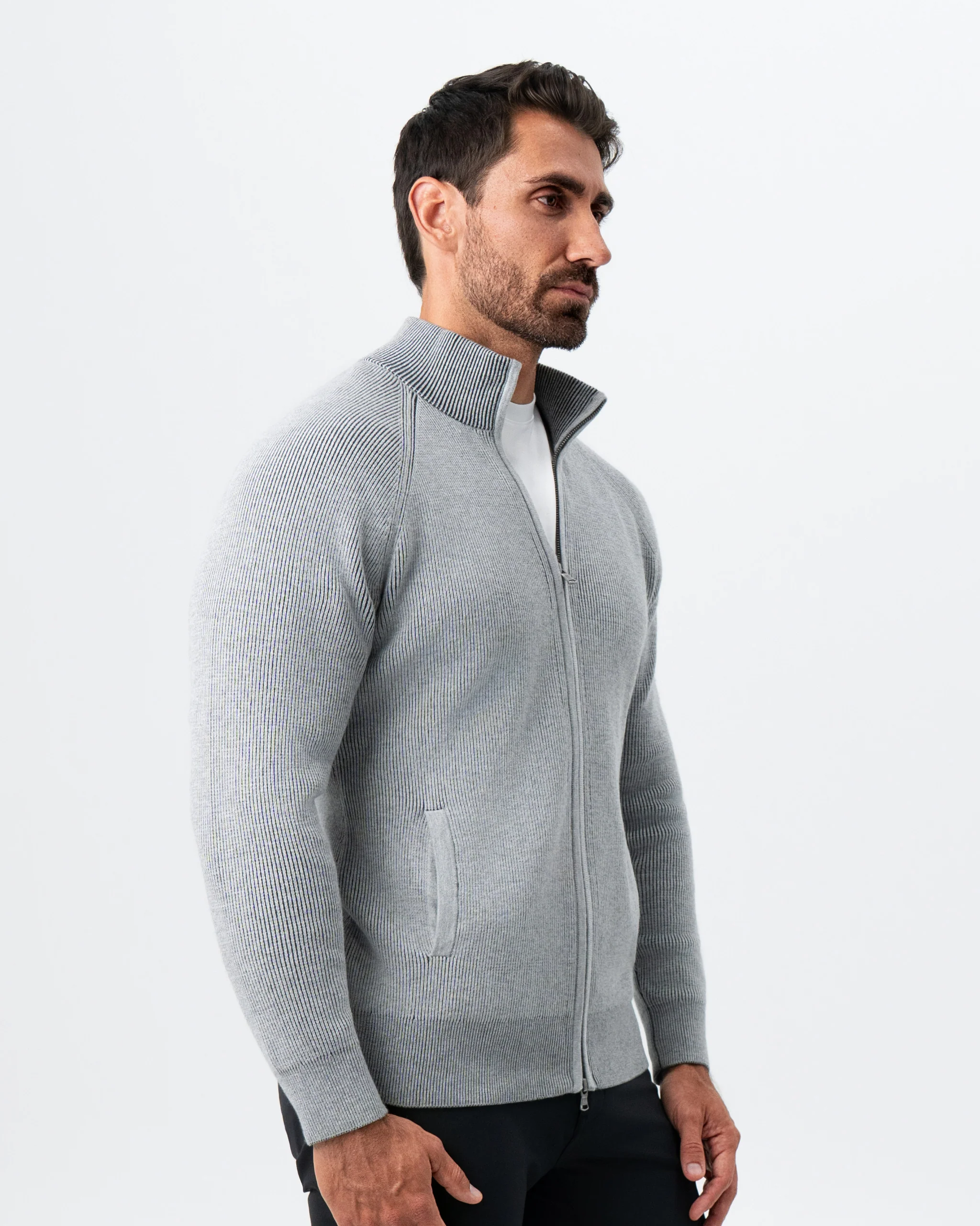Mid-Weight Sweater Bomber - Grey - Image 6