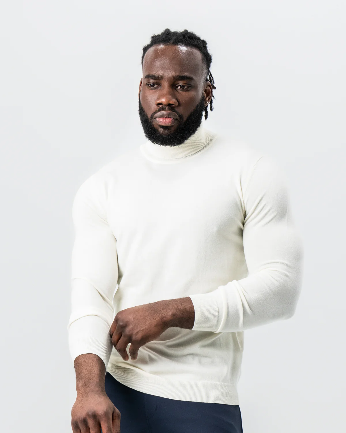 Mid-Weight Wool Turtleneck - Cream - Image 7