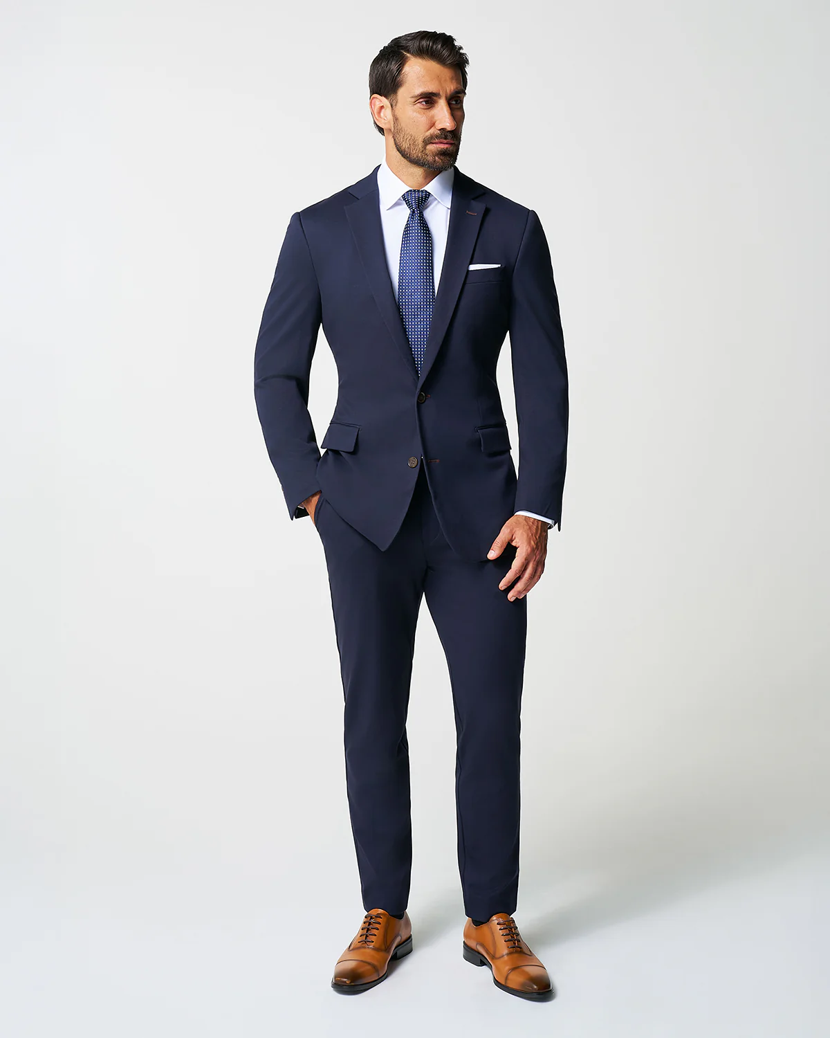 Athletic Fit Stretch Suit - Navy - Image 4