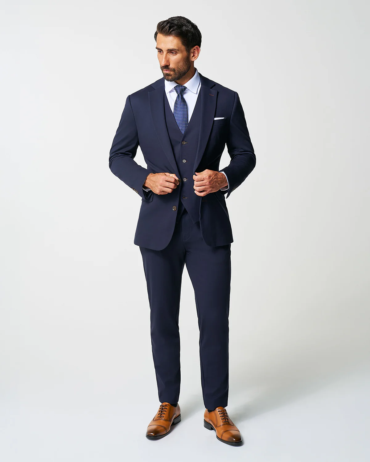 Athletic Fit Stretch Suit - Navy - Image 7
