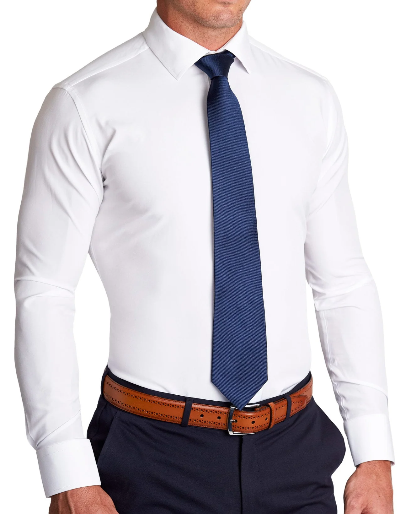 Navy Woven Silk Tie - Image 3