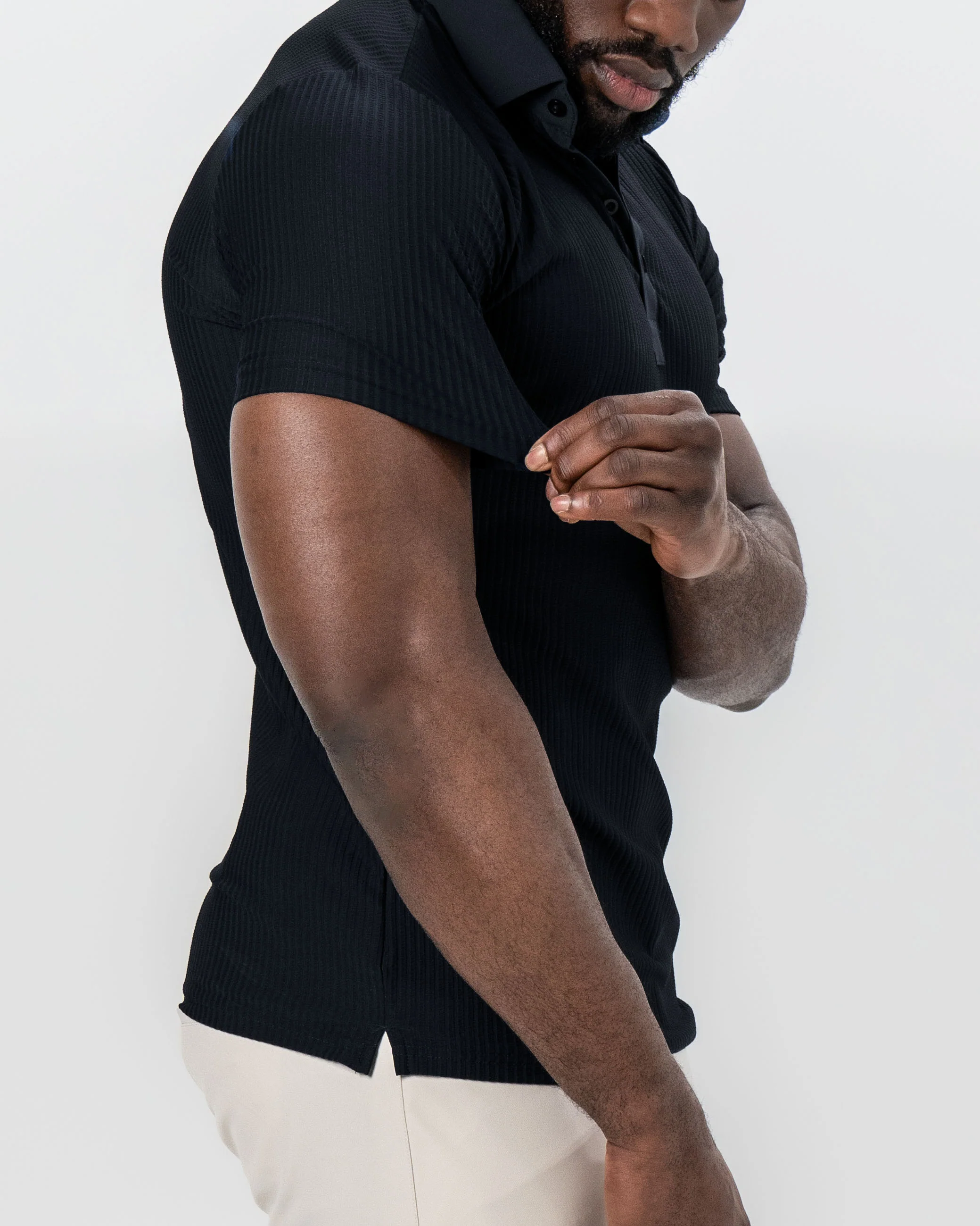 Seersucker Polo - Black - Image 2