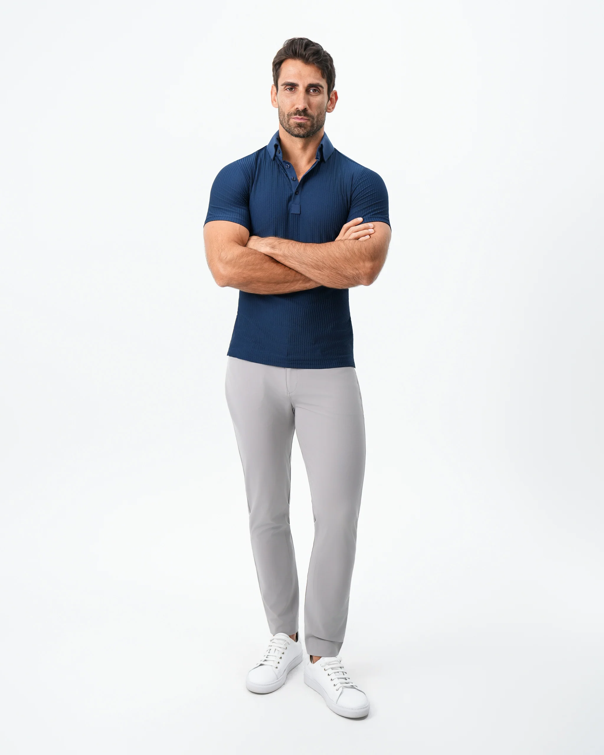 Seersucker Polo - Navy - Image 3