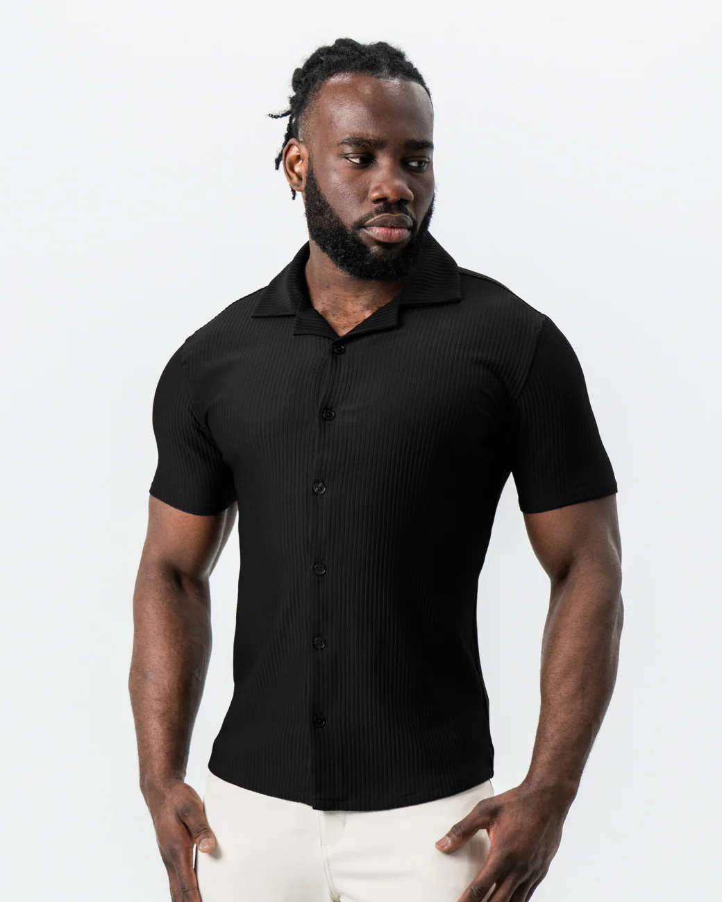 Seersucker Short Sleeve Button Down - Black - Image 8
