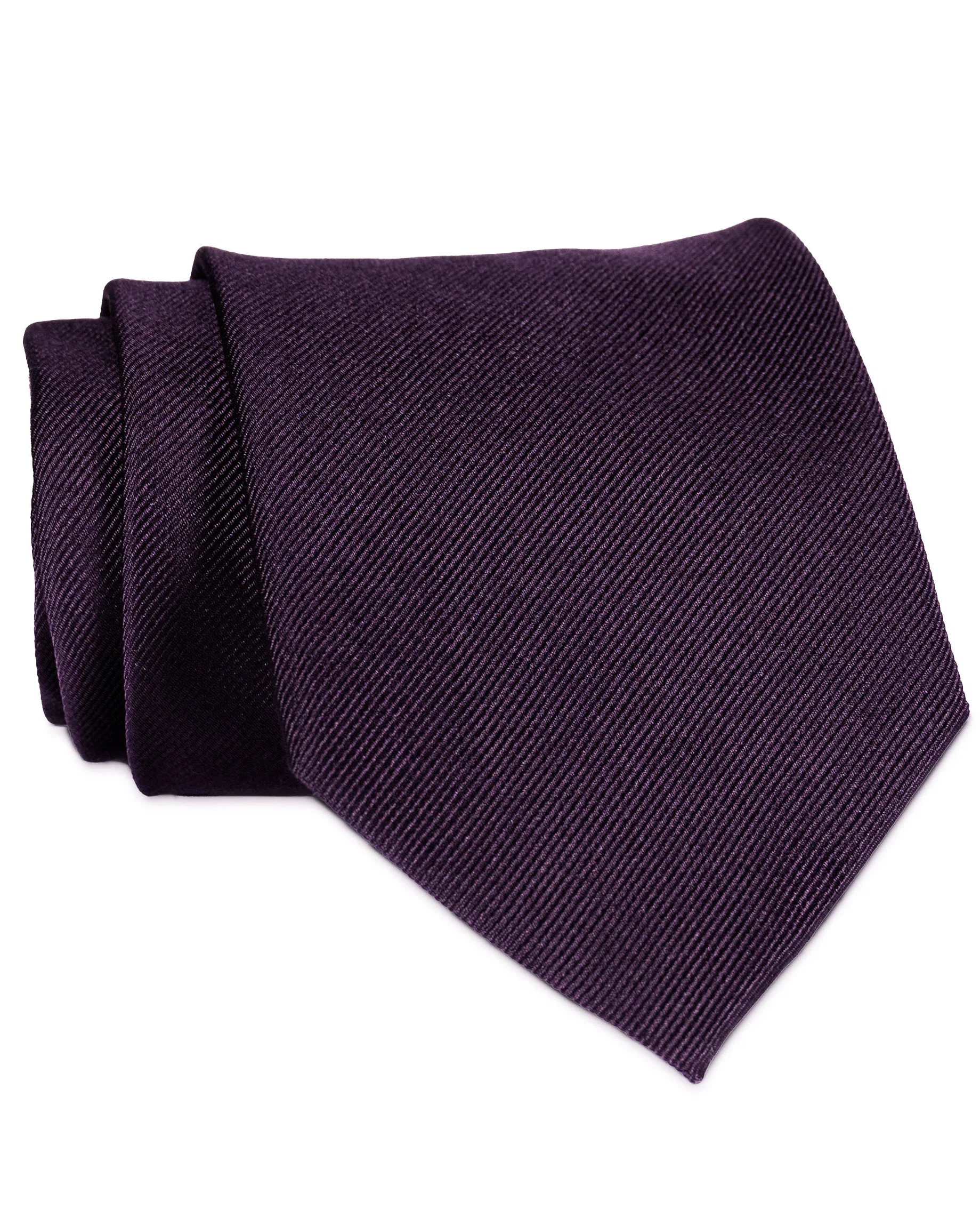 Solid Dark Purple Woven Silk Tie