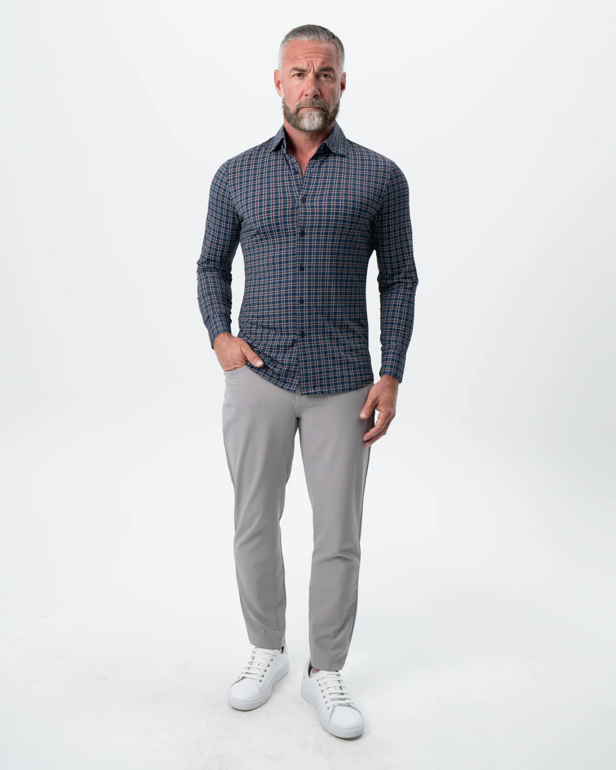 "The Spencer" Sport Shirt - Maroon, Navy, & White Plaid - Image 5