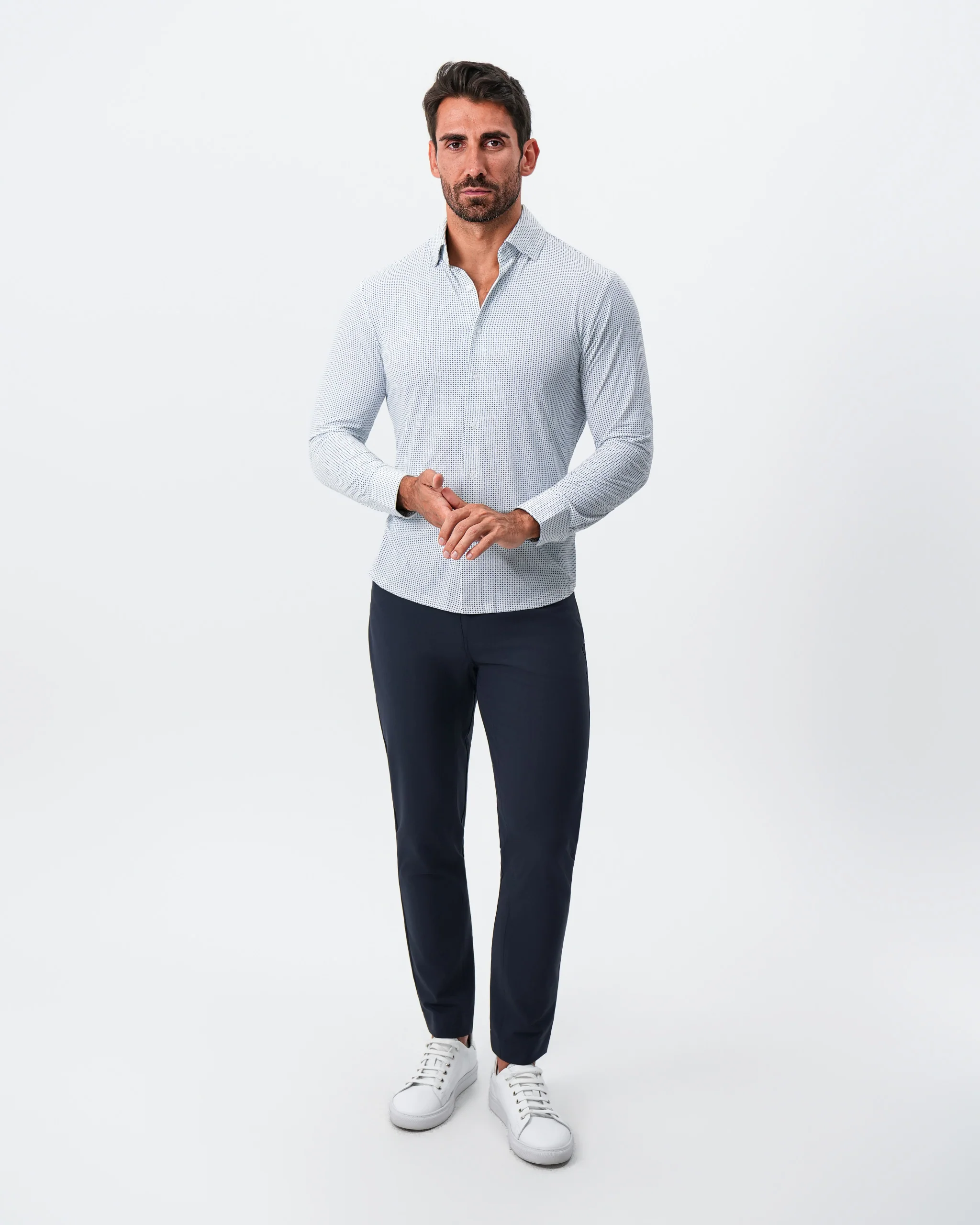 "The Guy" Sport Shirt - Navy & Light Blue Plus Print - Image 7