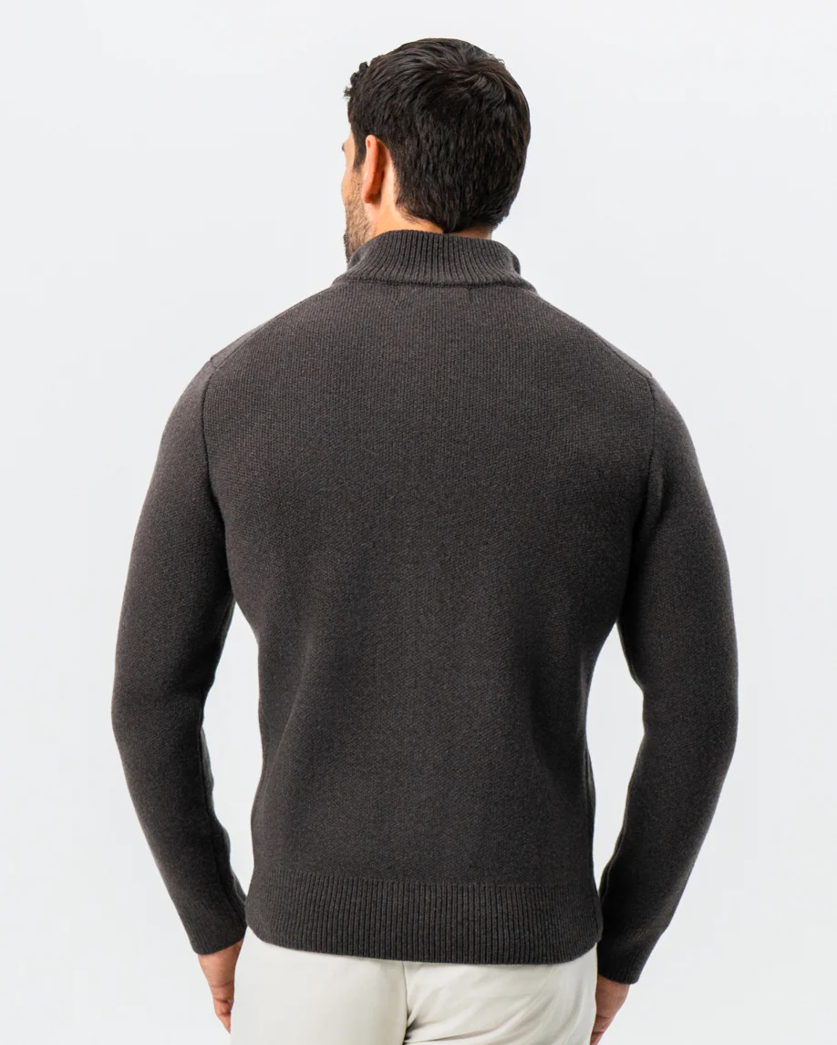 Knit Sweater Bomber - Brown - Image 3