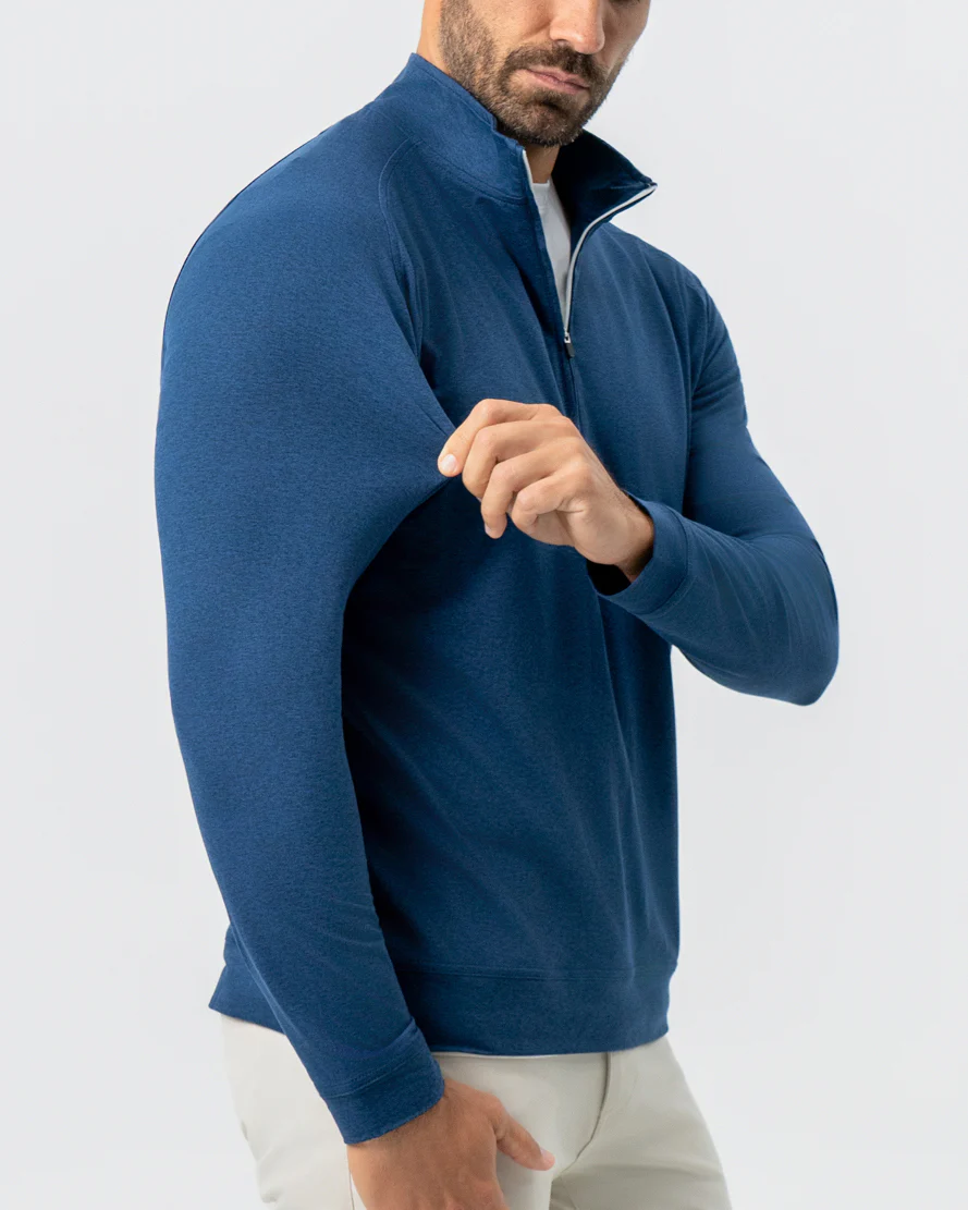 Tech Quarter Zip - Heathered Navy - Image 2