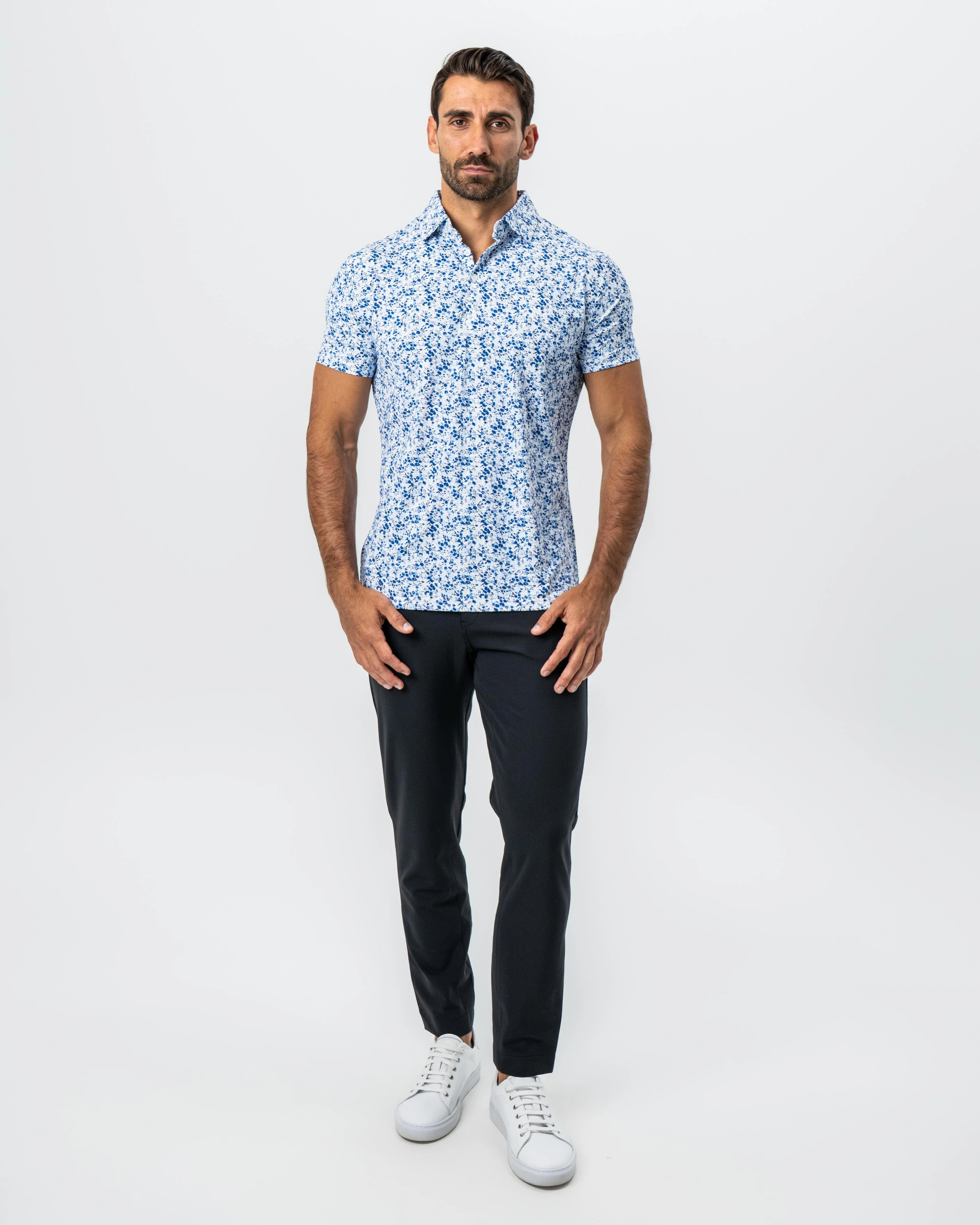 "The Arctic" White, Navy & Blue Floral - Image 5