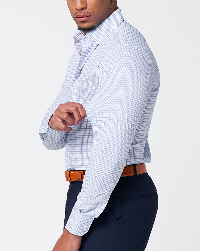 "The Baxter" Blue Mini Line Patterned Windowpane - Image 2