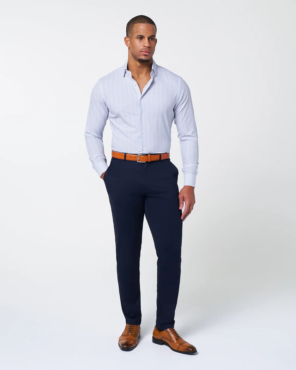 "The Baxter" Blue Mini Line Patterned Windowpane - Image 3