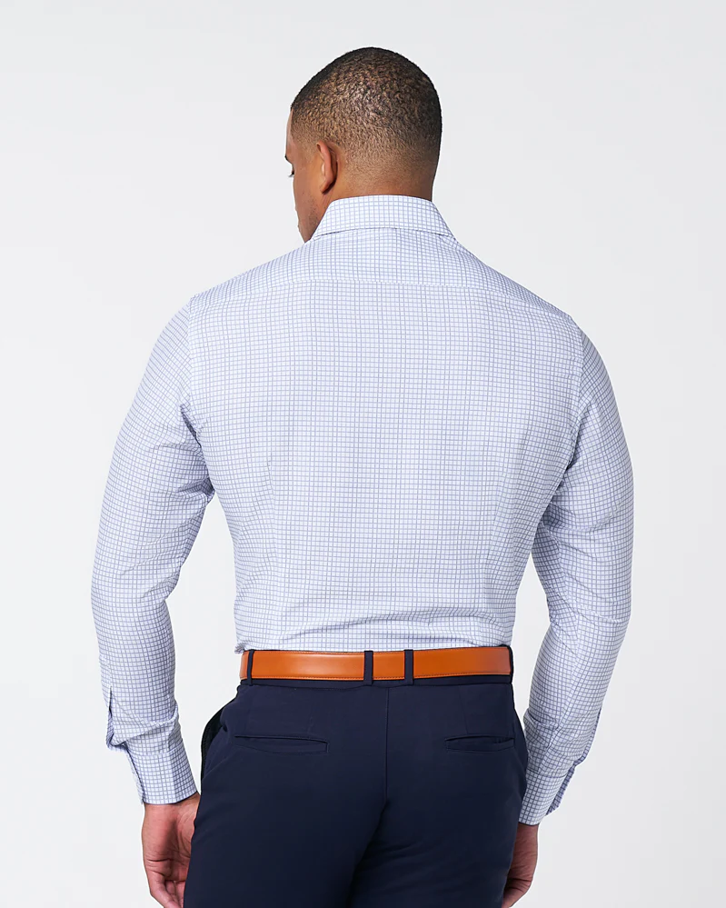 "The Baxter" Blue Mini Line Patterned Windowpane - Image 4
