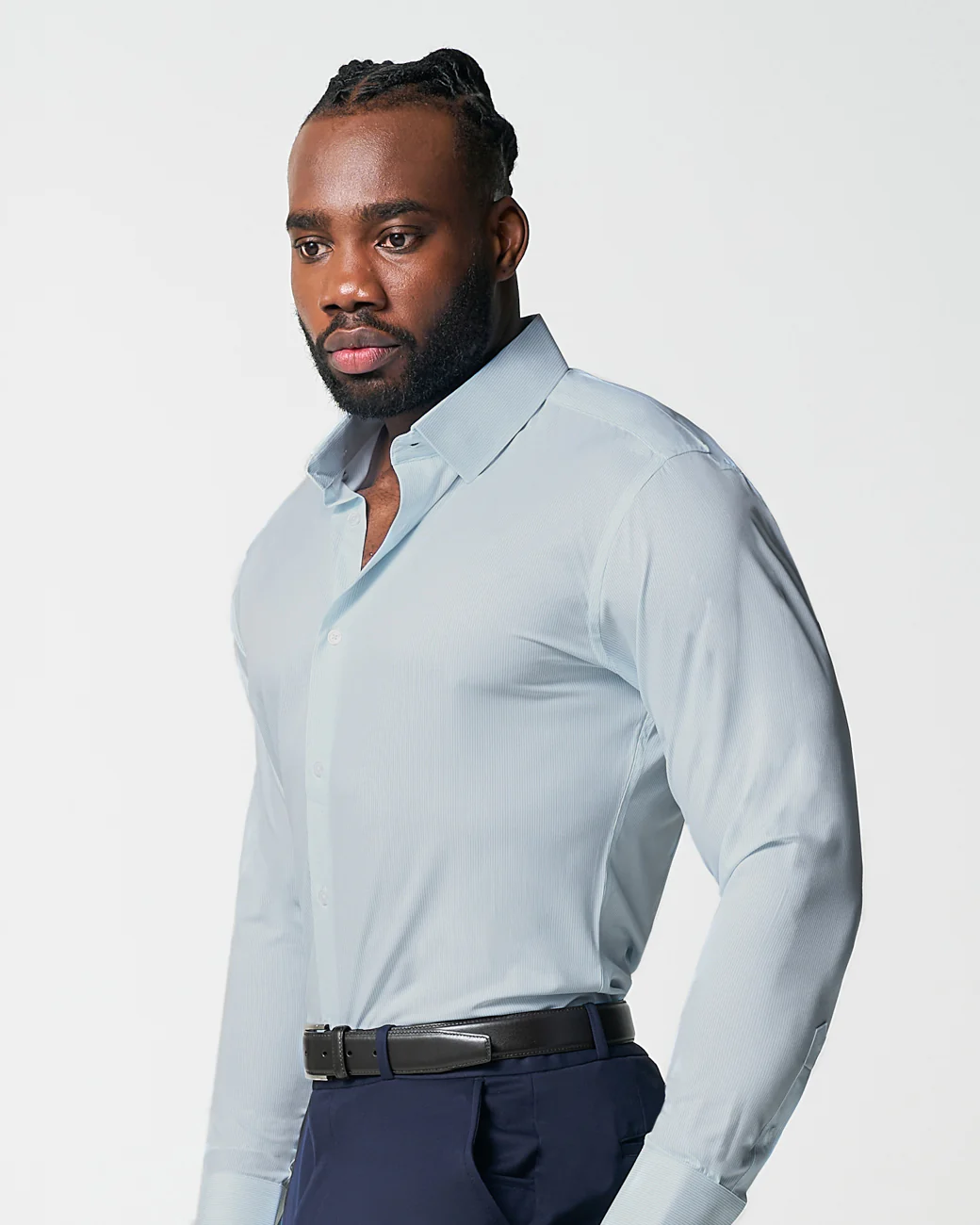 "The Belmont" Light Blue Pinstripe - Classic Fit - Image 5