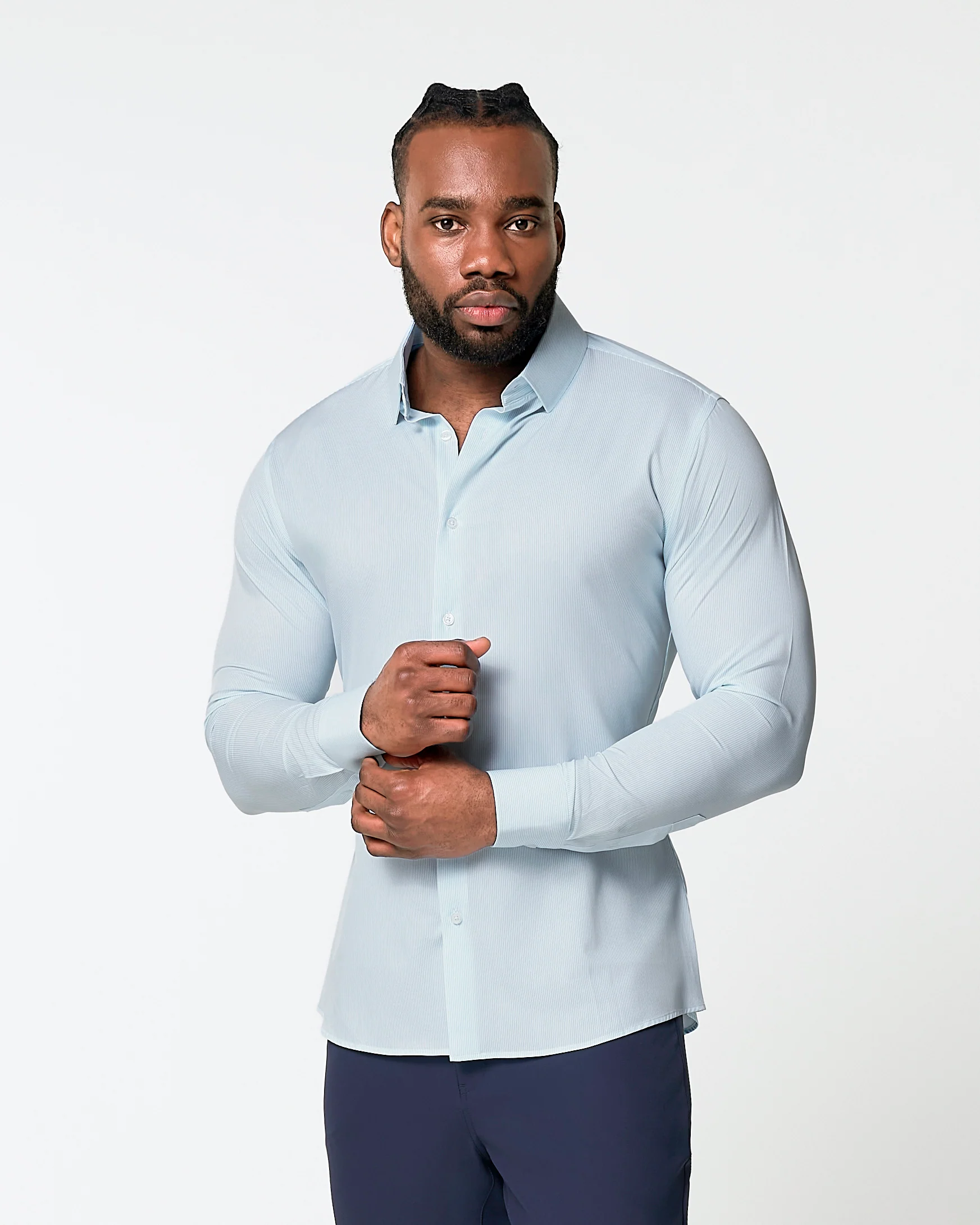 "The Belmont" Light Blue Pinstripe - Classic Fit - Image 8