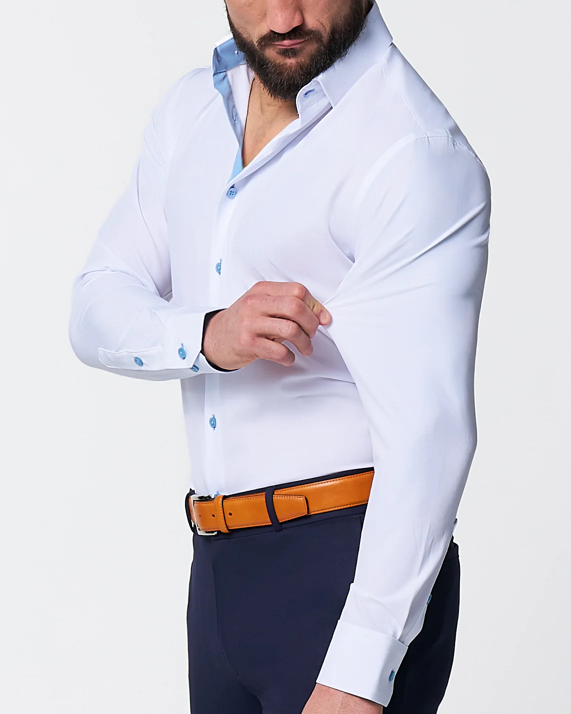 "The Briggs" Solid White with Light Blue Accents - Image 2