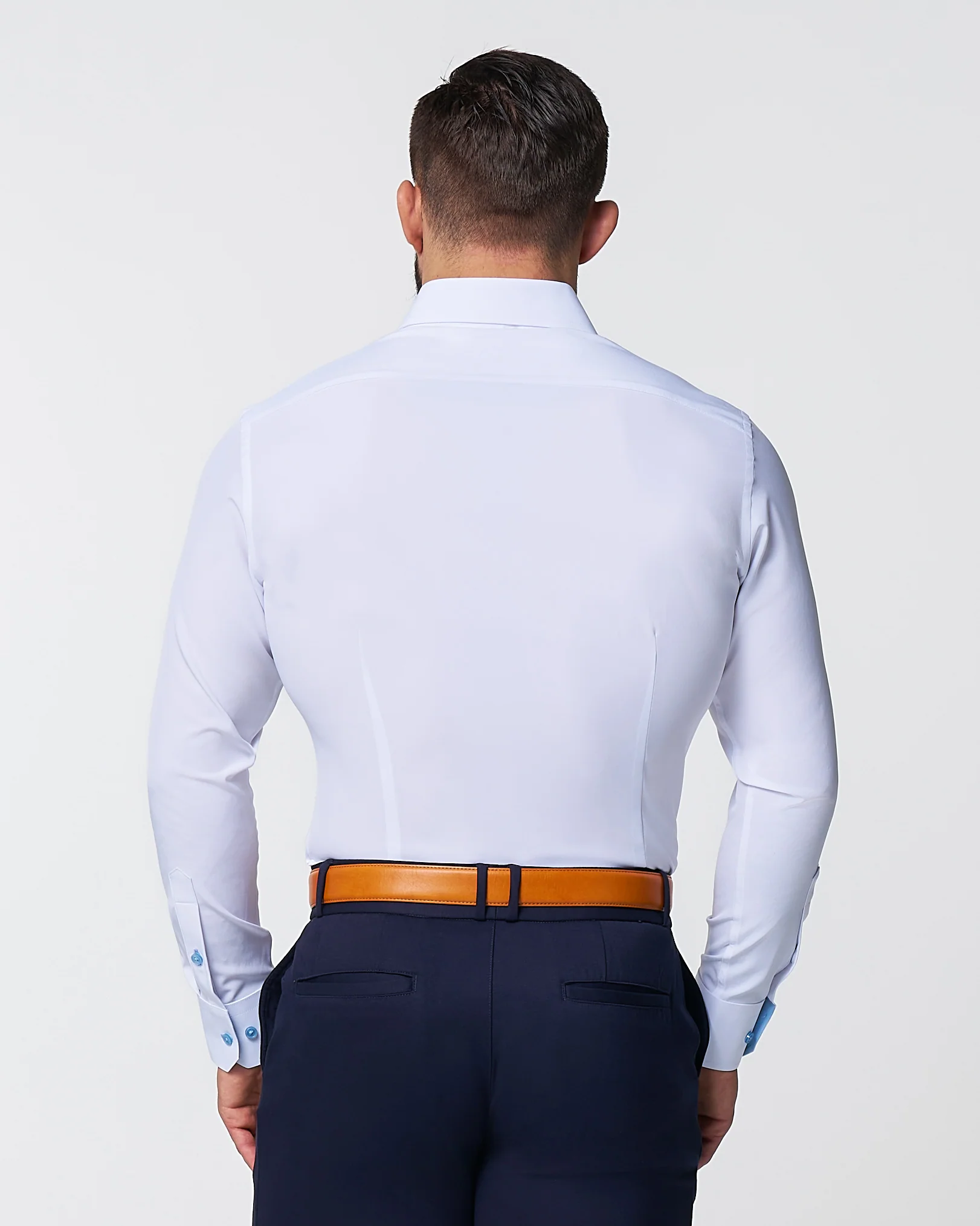 "The Briggs" Solid White with Light Blue Accents - Classic Fit - Image 4