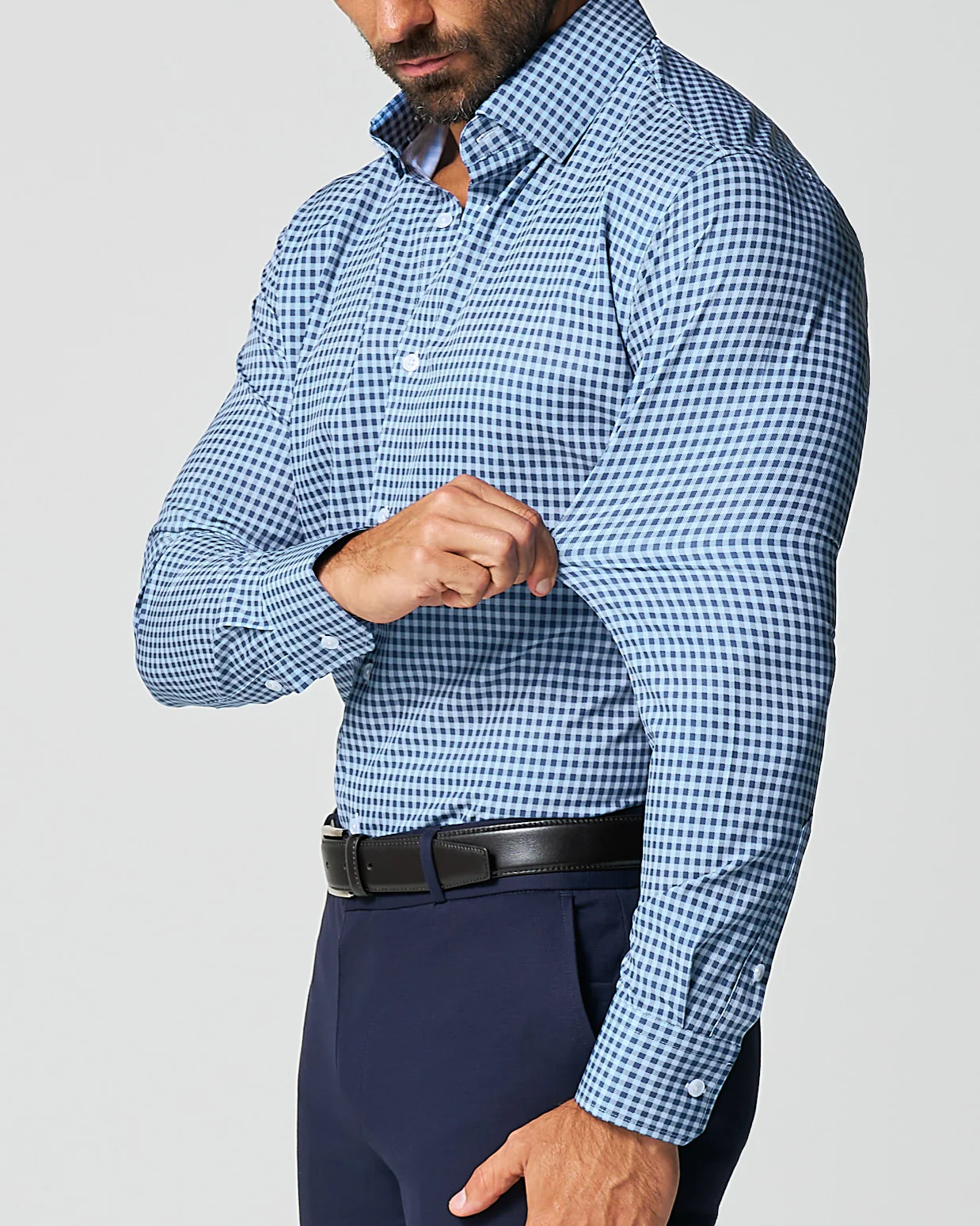 "The Brooklyn" Navy & Light Blue Gingham - Image 2