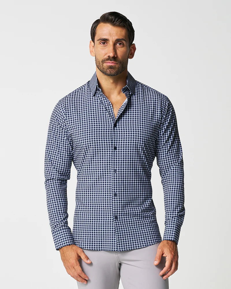 "The Callahan" Blue and White Mini Plaid - Classic Fit - Image 2