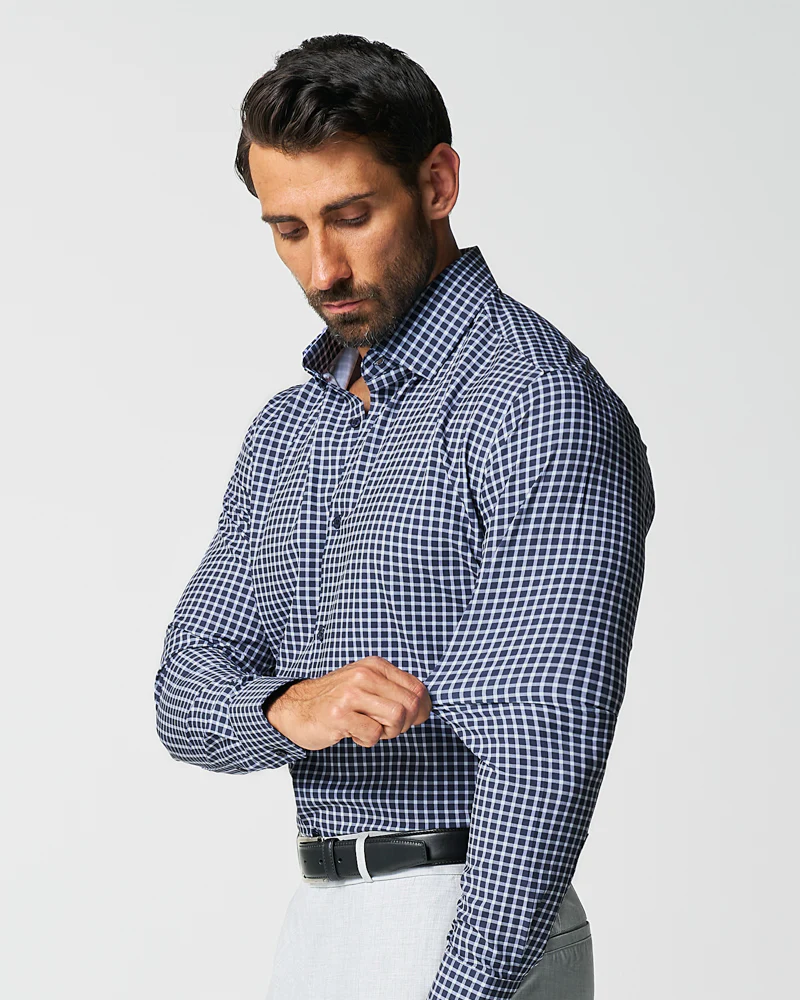 "The Callahan" Blue and White Mini Plaid - Classic Fit - Image 3