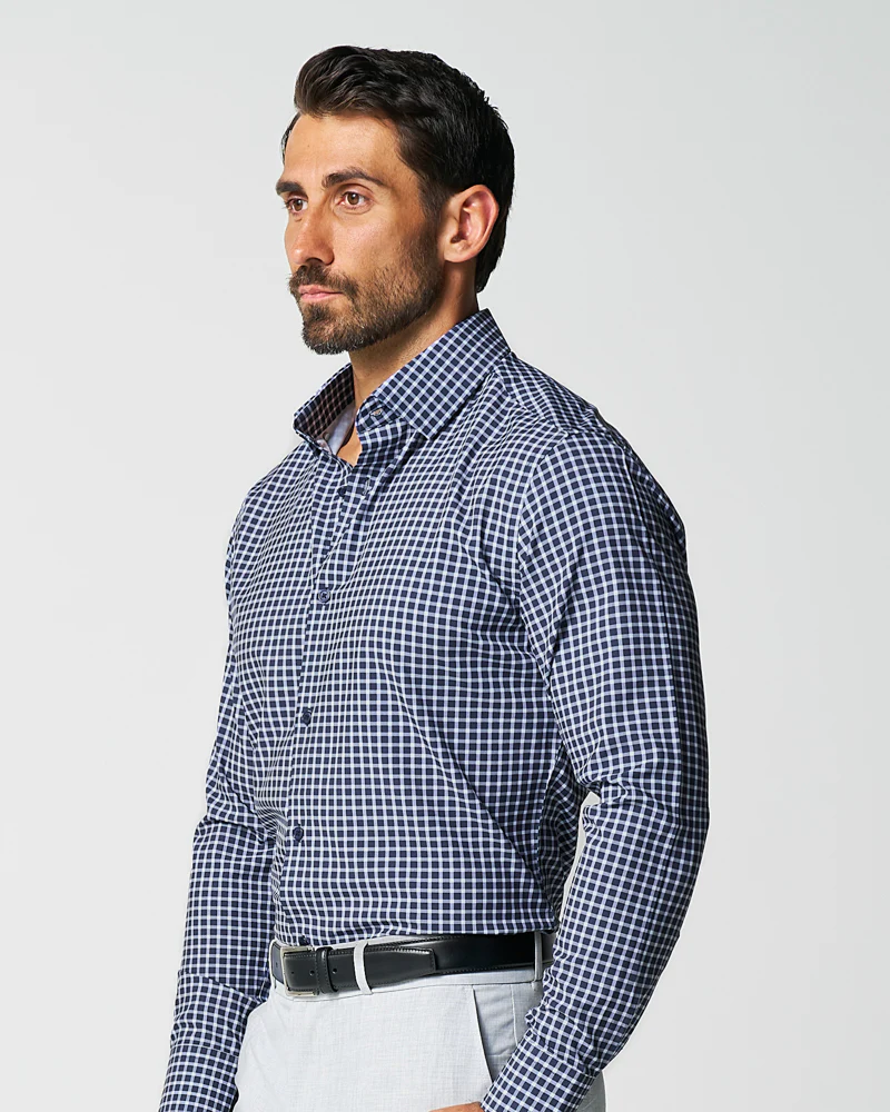 "The Callahan" Blue and White Mini Plaid - Classic Fit - Image 6