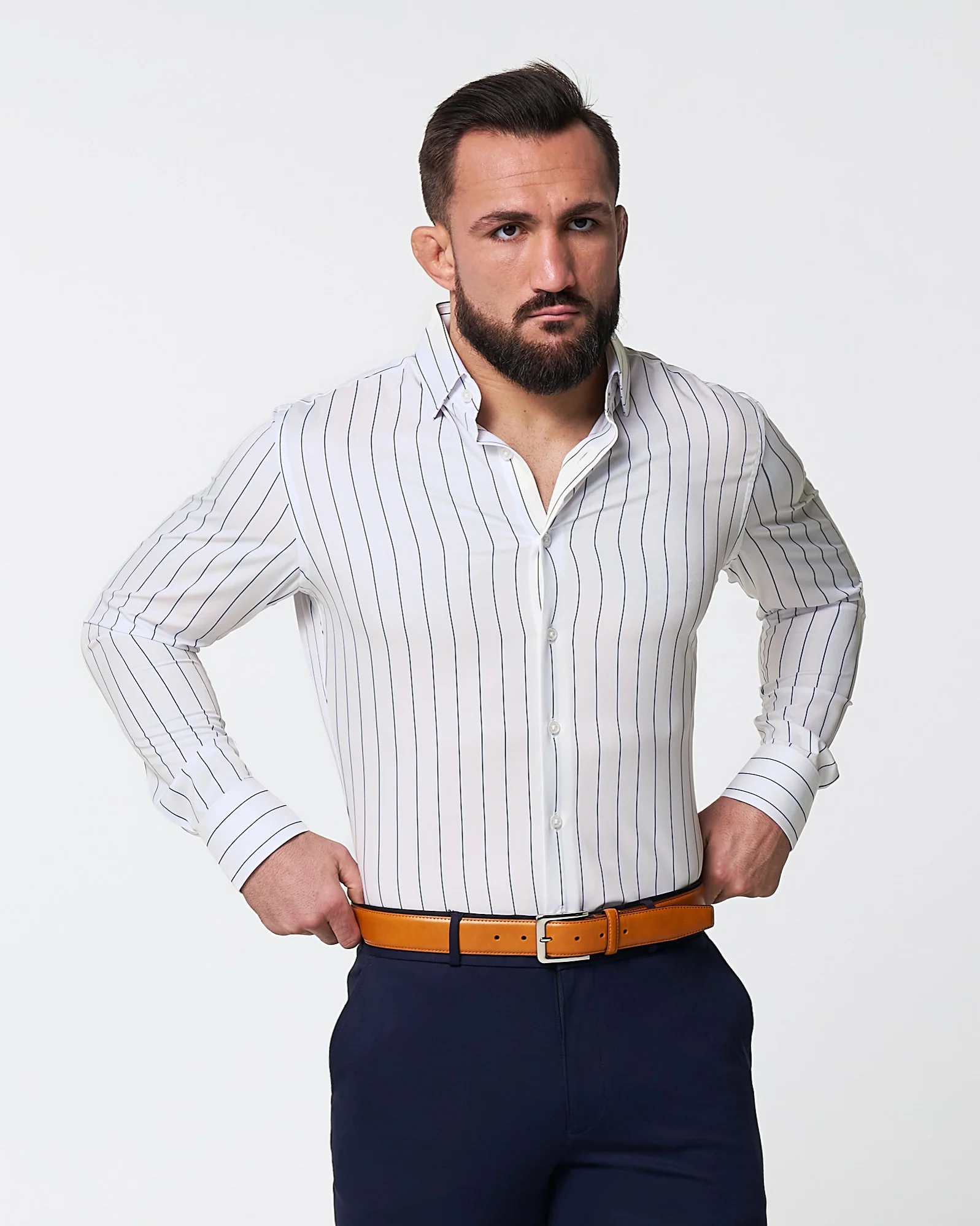 "The Cape" Wide Navy Stripe