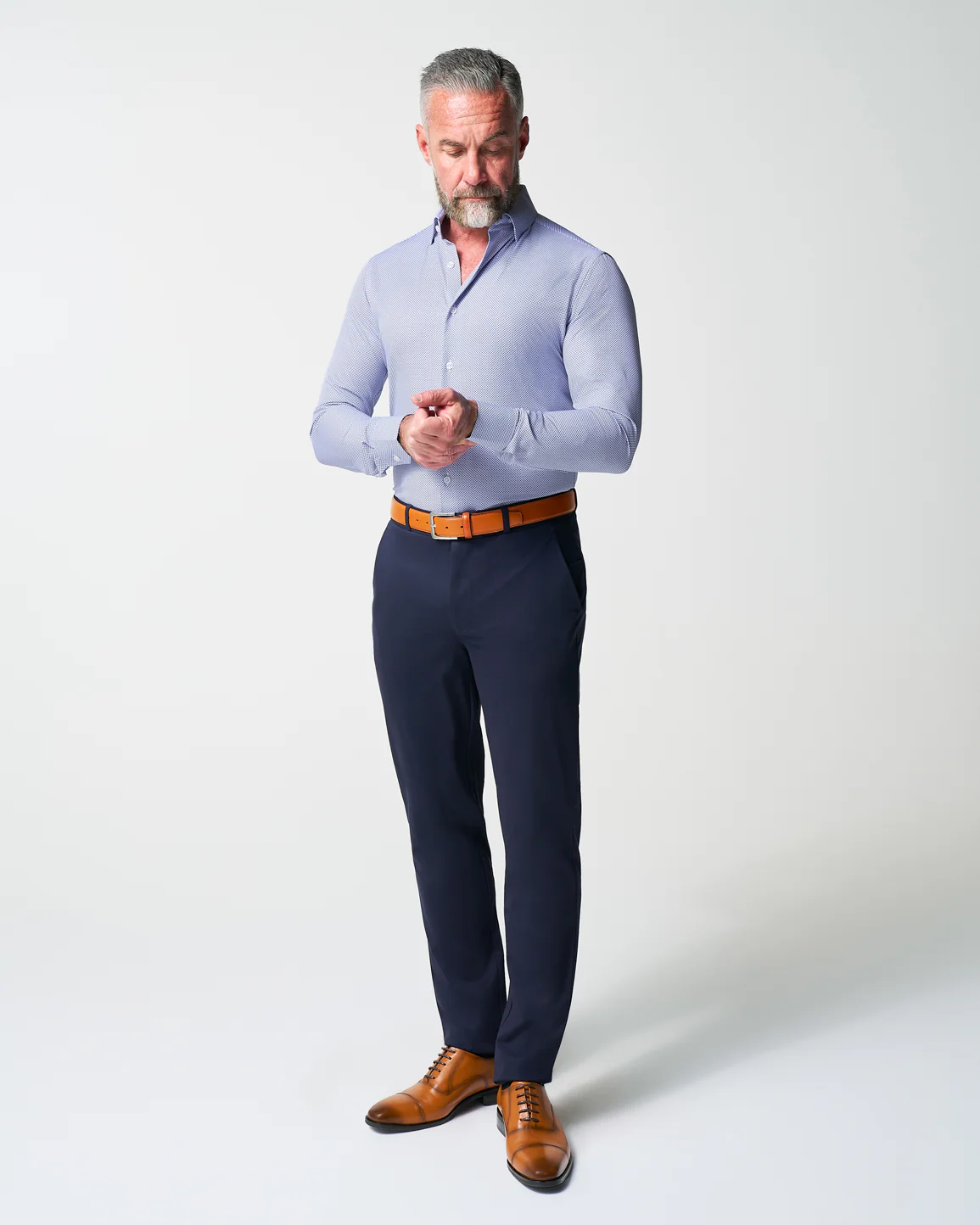 "The Charles" Navy Diamond Dress Shirt - Image 3