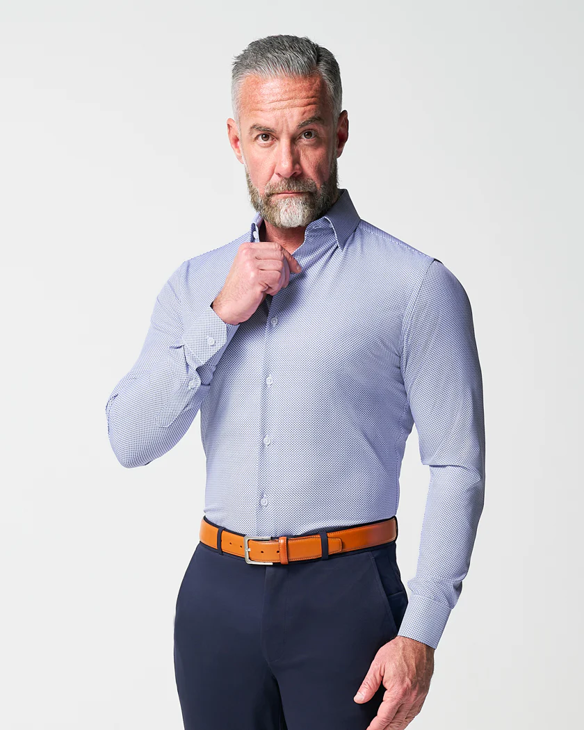 "The Charles" Navy Diamond Dress Shirt - Image 4